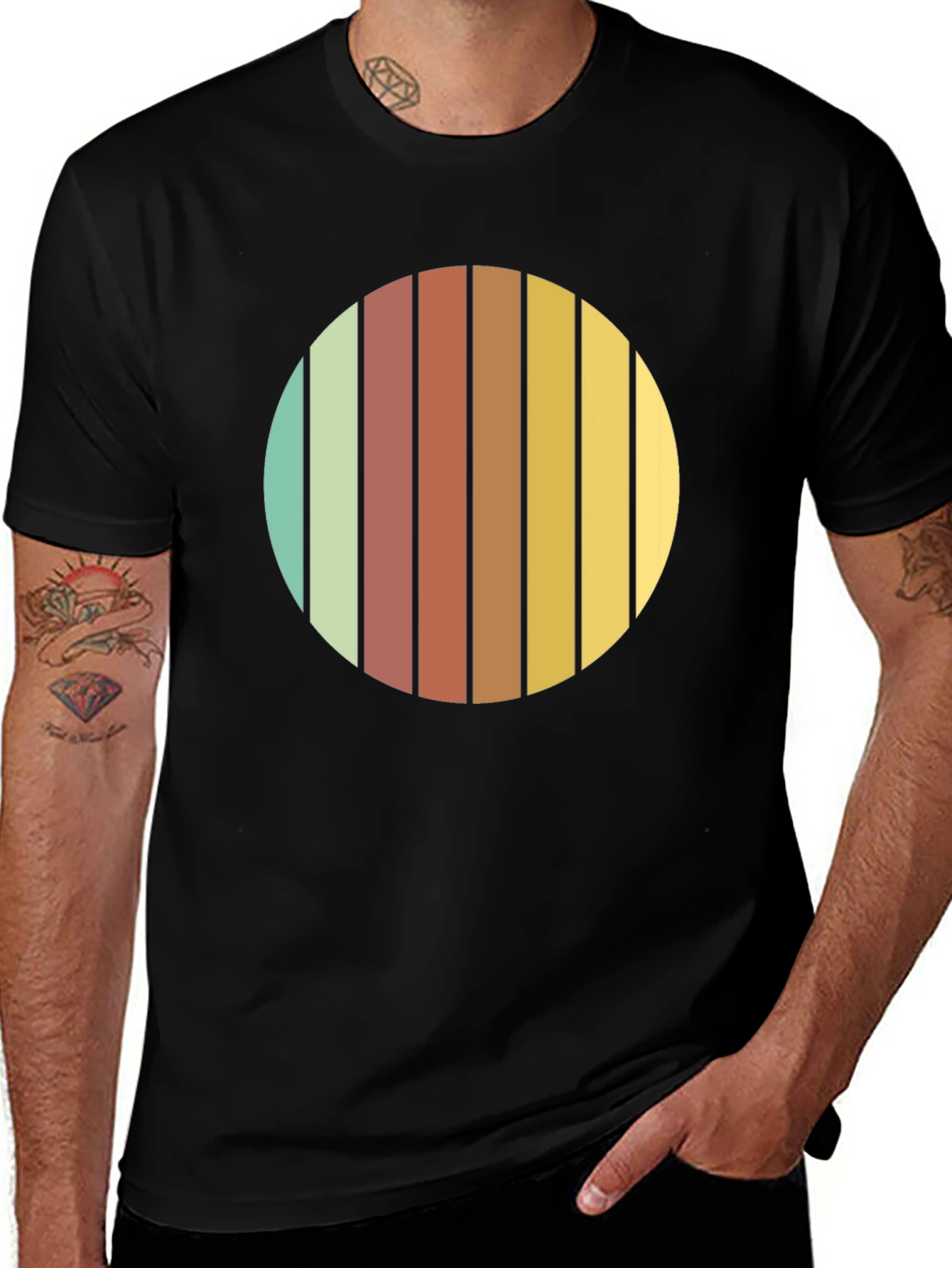 Variant 6 of Retro Striped Circle Tee - Vintage Style Graphic T-Shirt