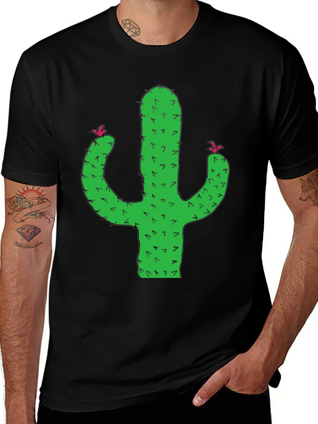 Cactus Graphic Tee - Black Short Sleeve T-Shirt