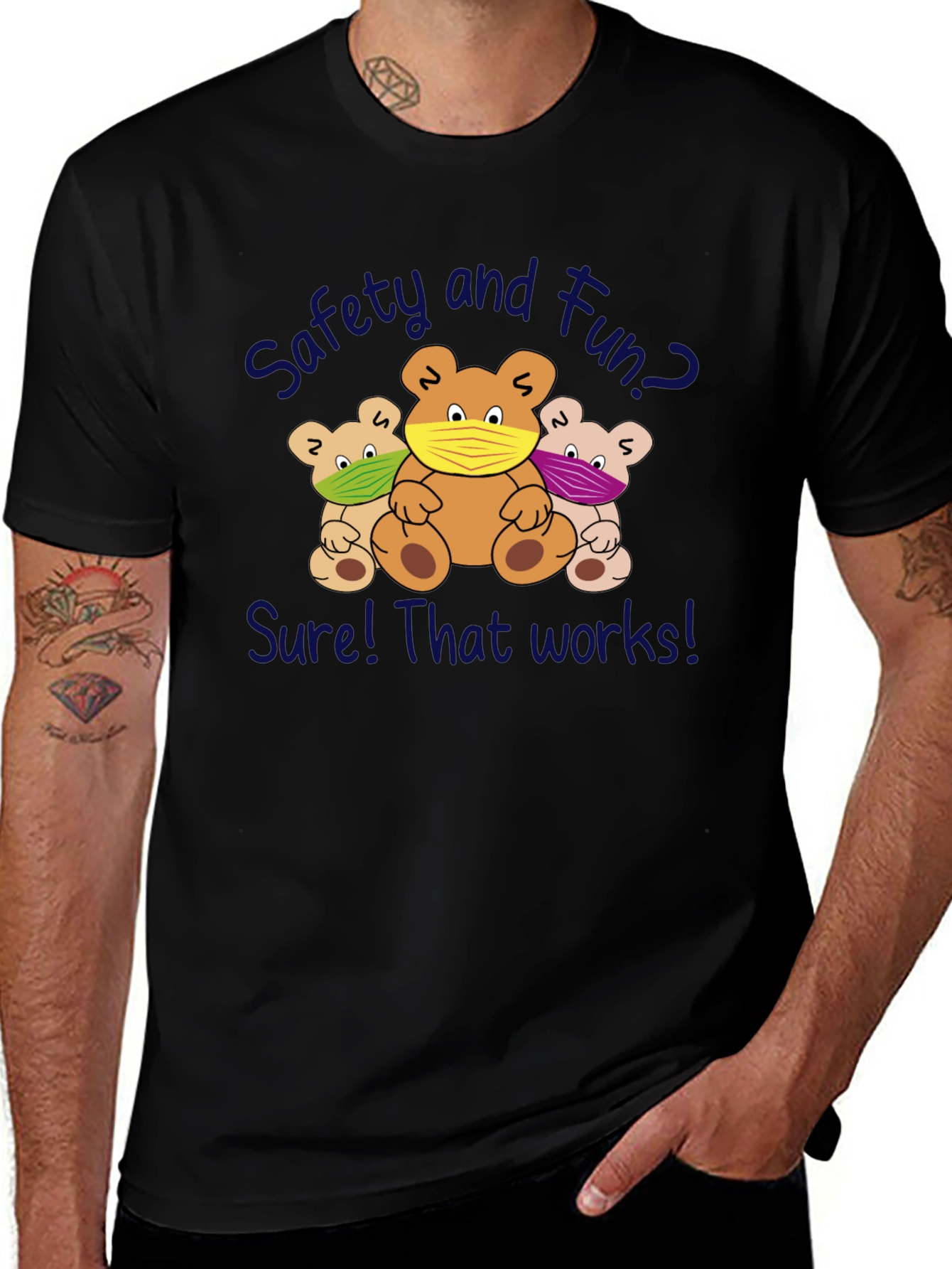 Variant 17 of Safety First! Fun Bear T-Shirt