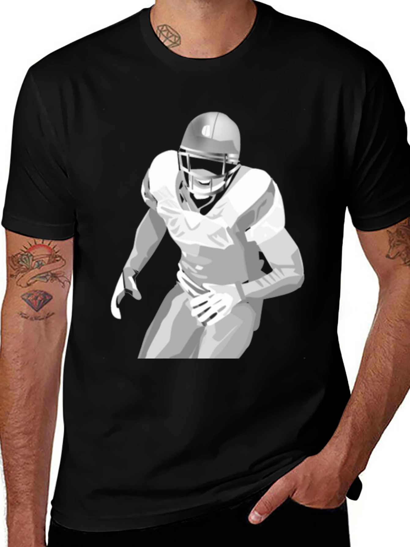 Football Player Graphic Tee - Black