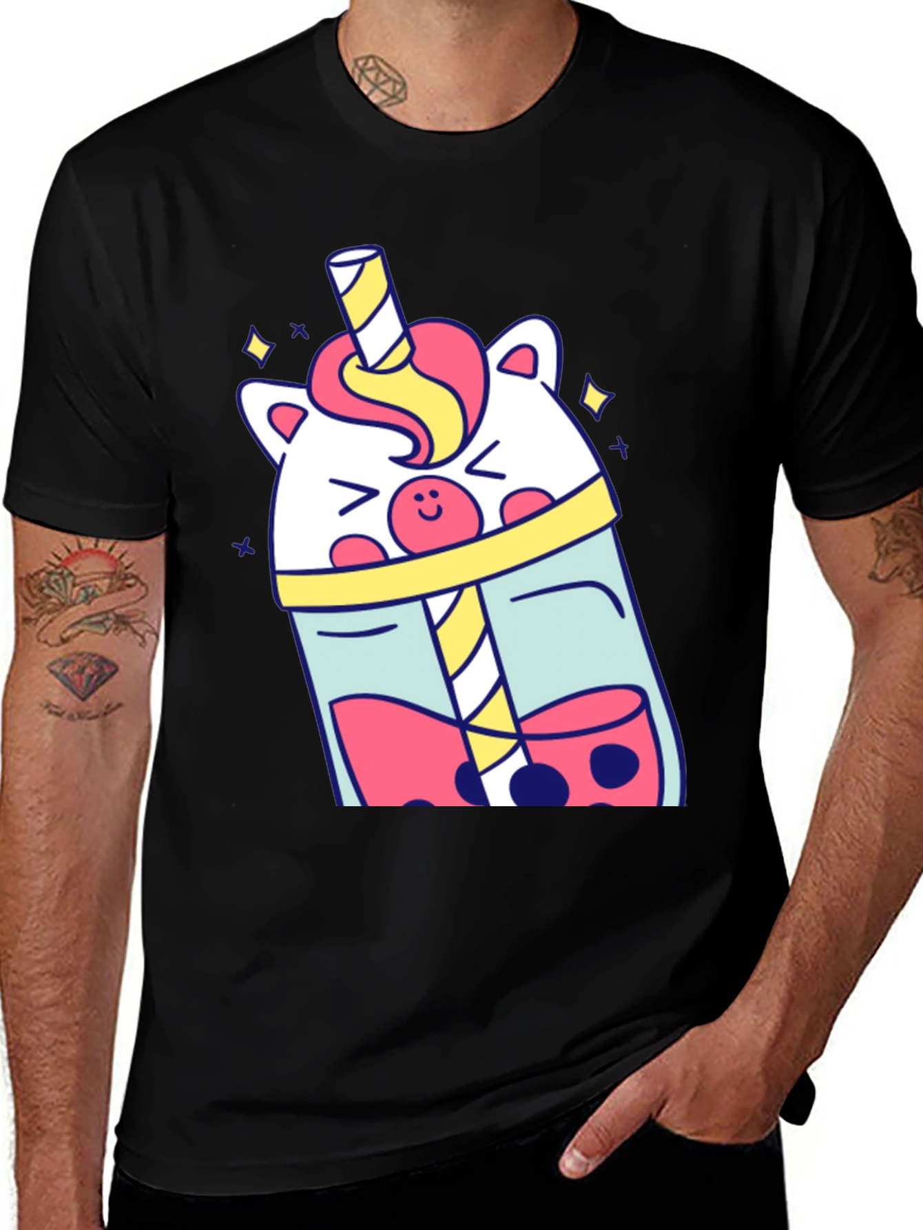 Variant 6 of Unicorn Bubble Tea Graphic Tee - Black