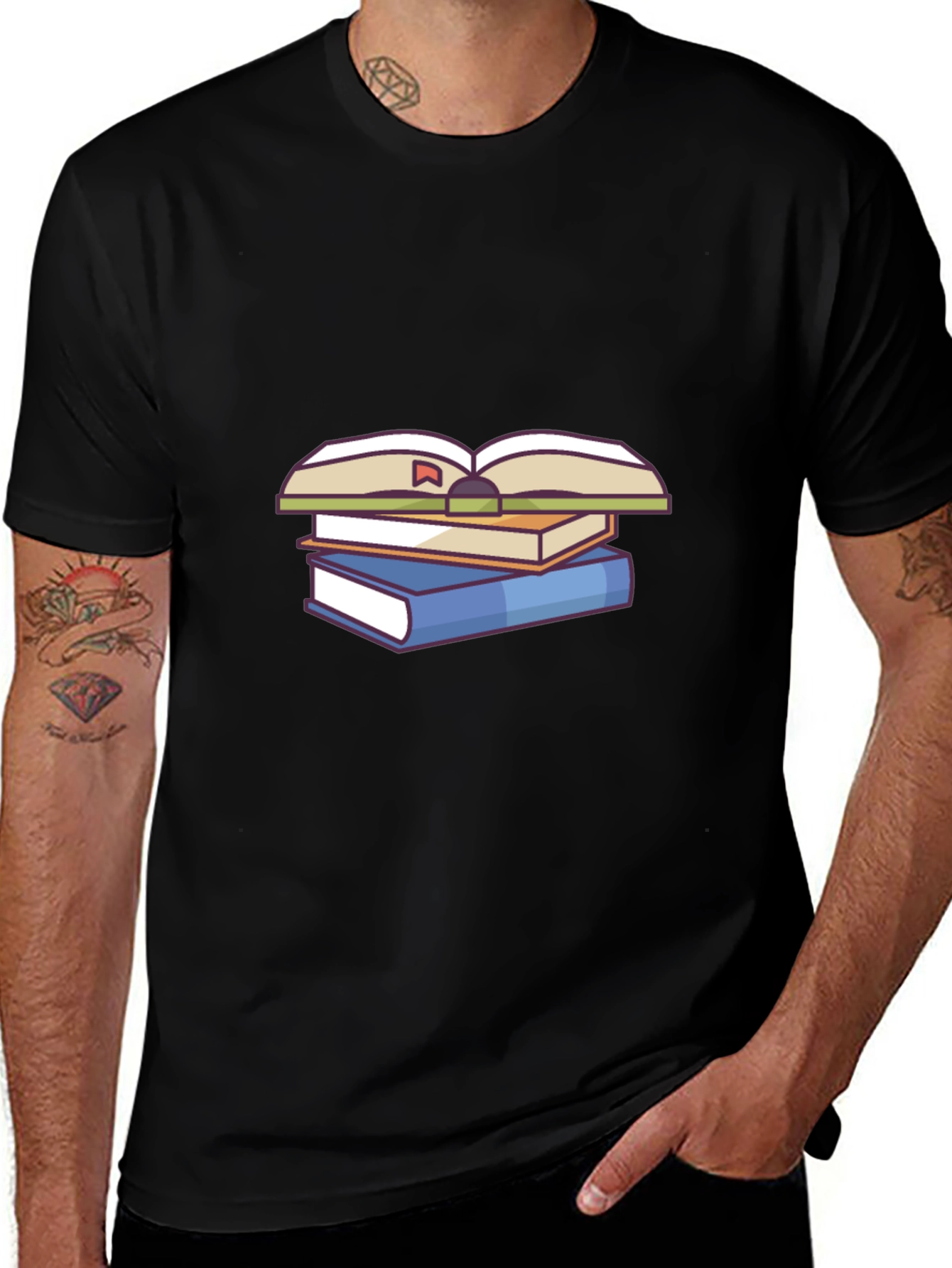 Variant 8 of Book Stack Graphic Tee - Study in Style