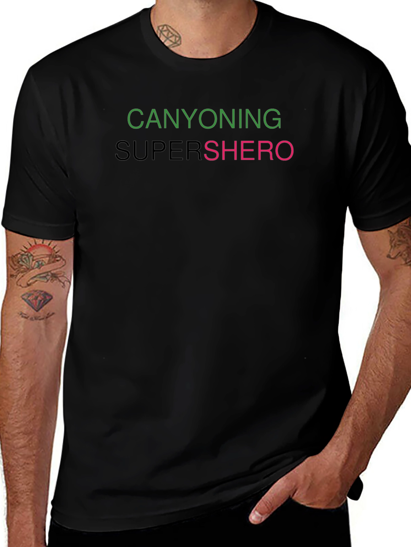 Variant 20 of Canyoning Supershero Graphic Tee - Black