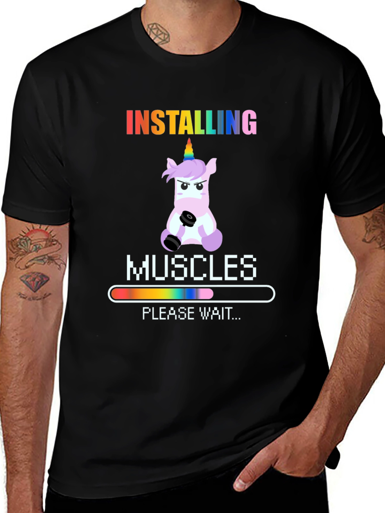 Variant 26 of Installing Muscles Unicorn Graphic Tee - Funny Gym Shirt