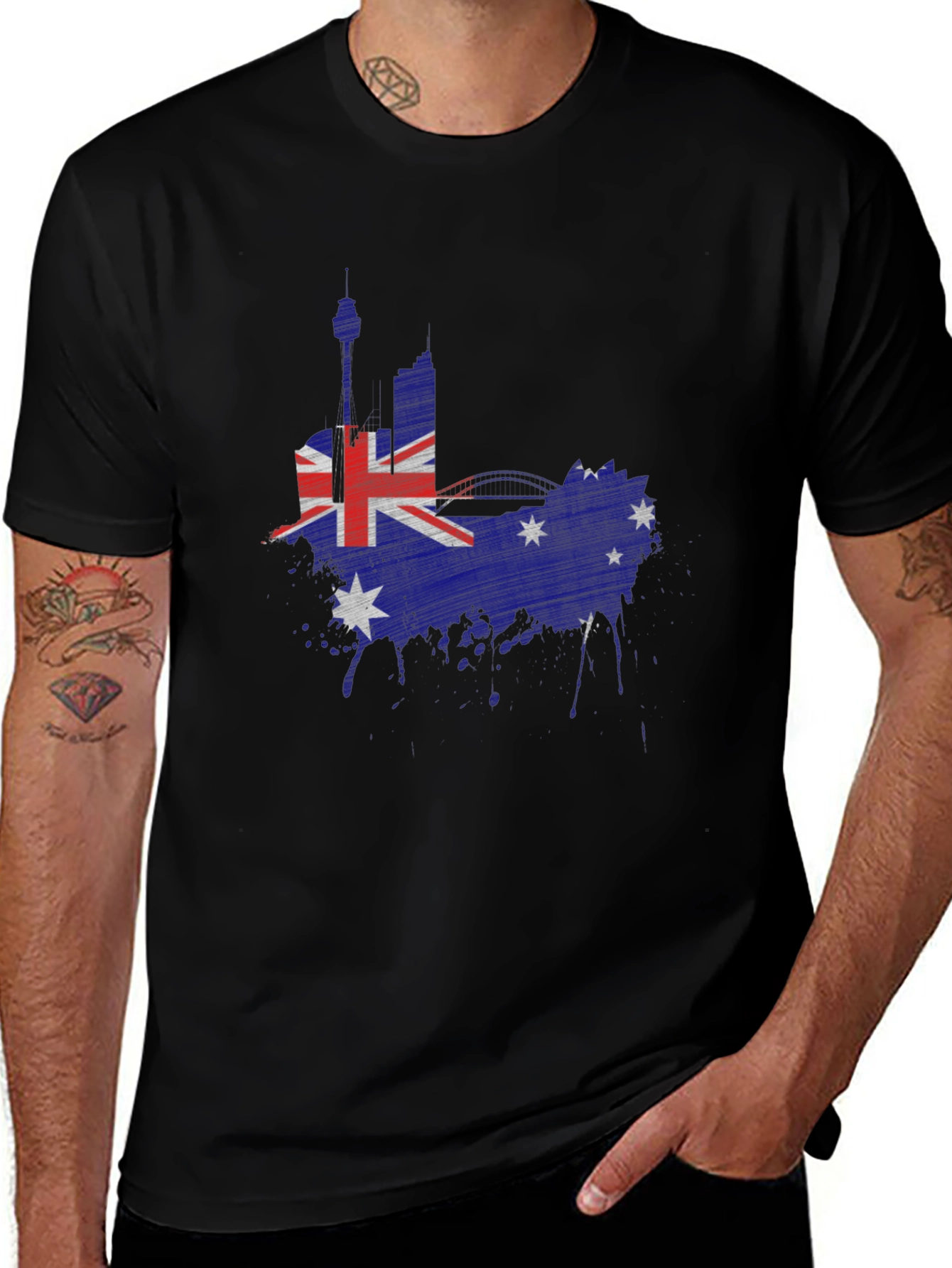 Black Australia Flag Graphic T-Shirt main image
