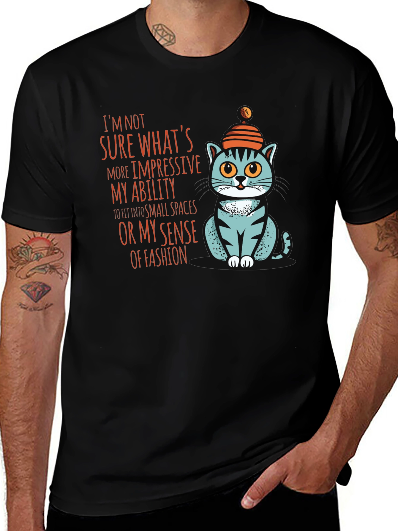 Variant 23 of Cat Humor T-Shirt: Sense of Fashion Tee