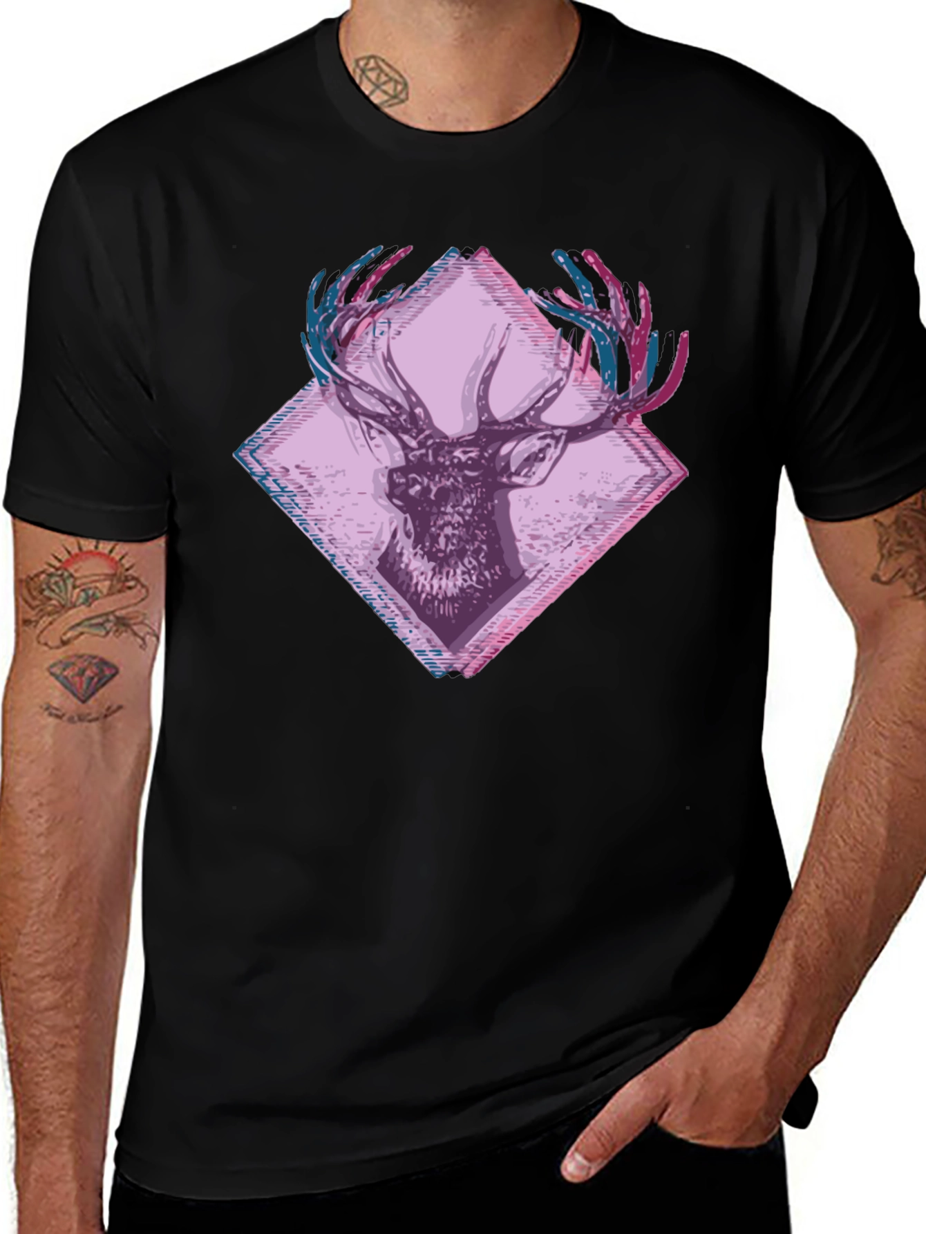 Variant 6 of Deer Graphic Tee - Modern Stag Design