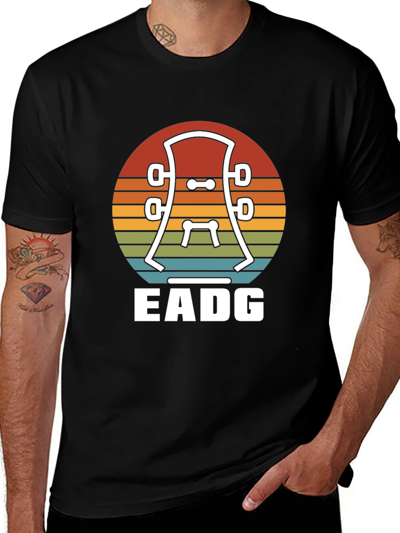 Variant 23 of Guitar Headstock EADG T-Shirt - Musician Tee