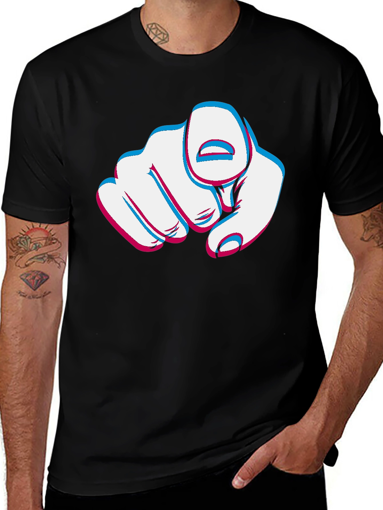 Variant 23 of Pointing Finger Graphic Tee - Unique 3D Effect Design