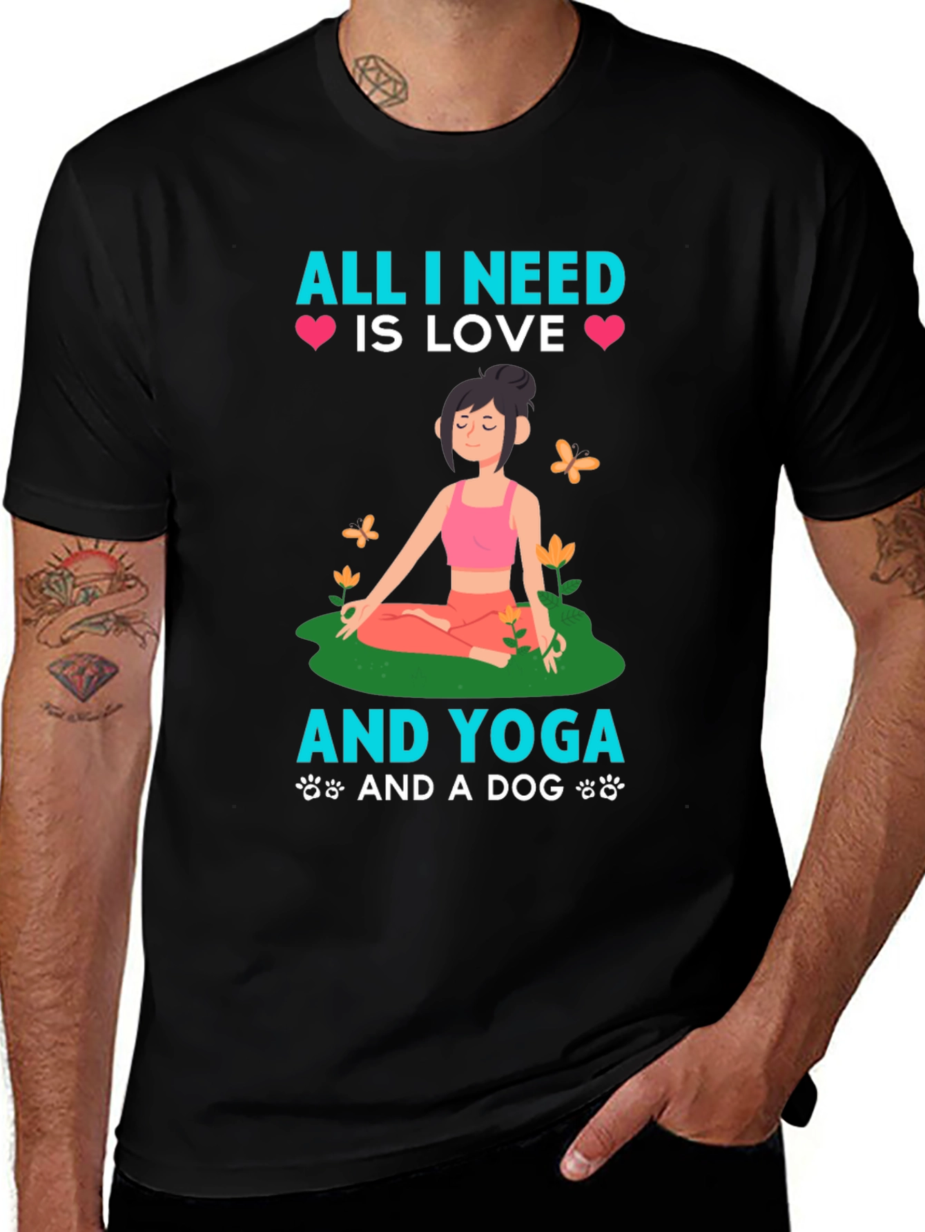 Variant 30 of Yoga, Love & Dog T-Shirt - Meditating Woman Graphic Tee