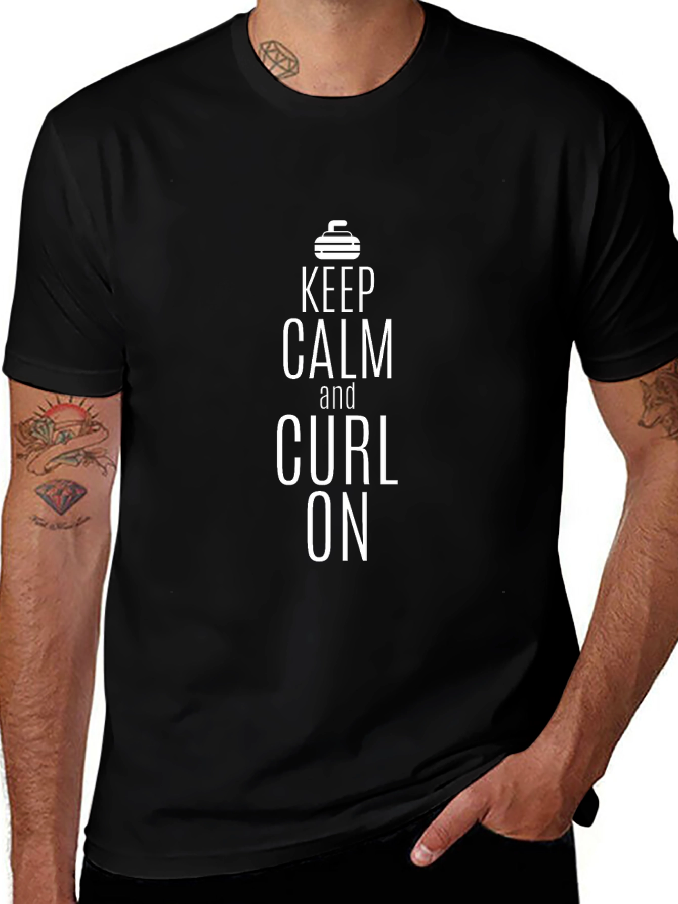 Variant 21 of Keep Calm and Curl On Black T-Shirt