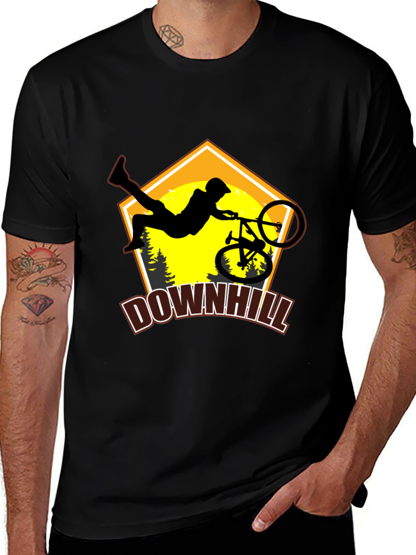 Variant 22 of Downhill Mountain Bike Rider Black T-Shirt