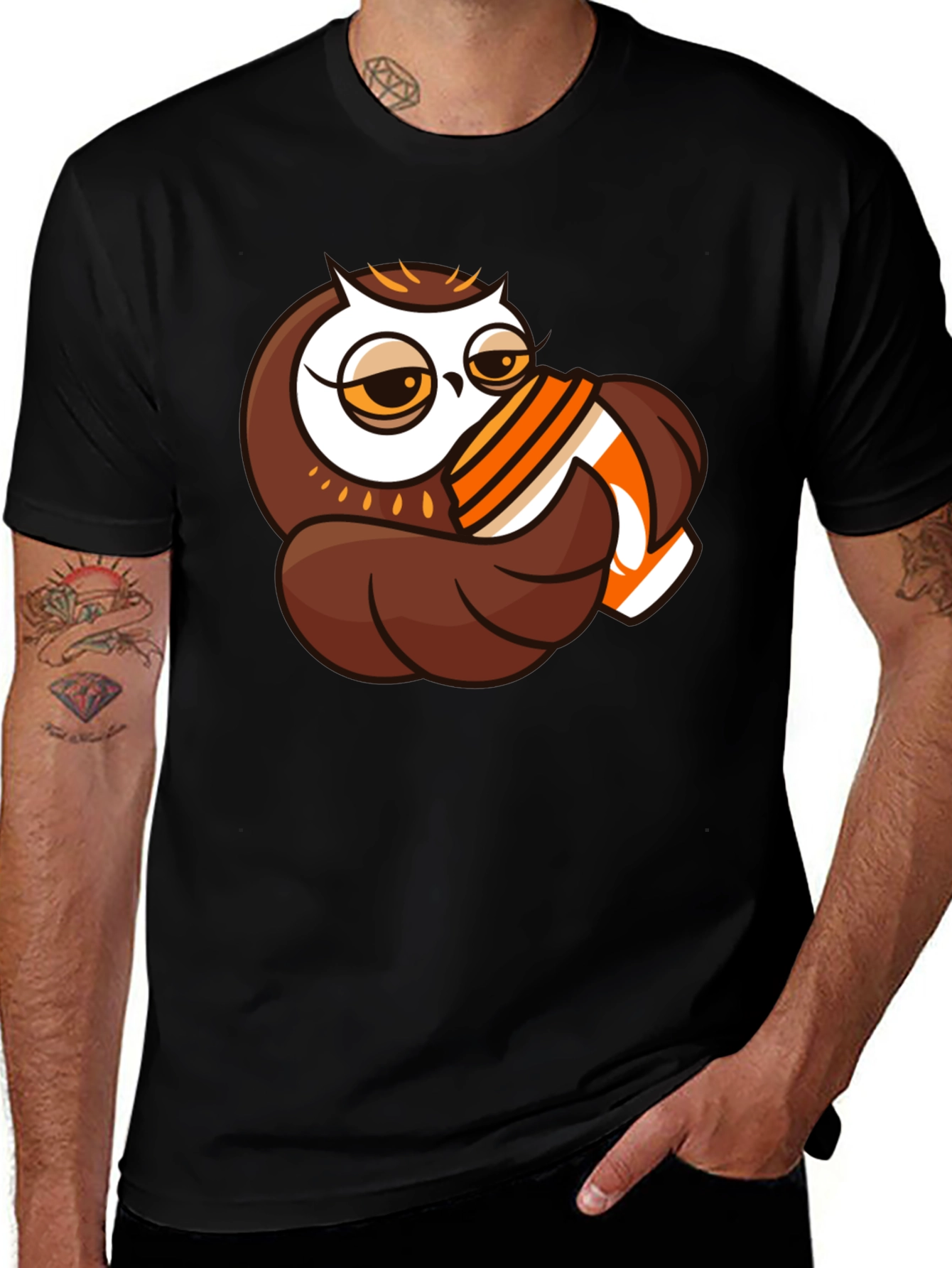 Variant 22 of Owl Coffee Lover Black T-Shirt