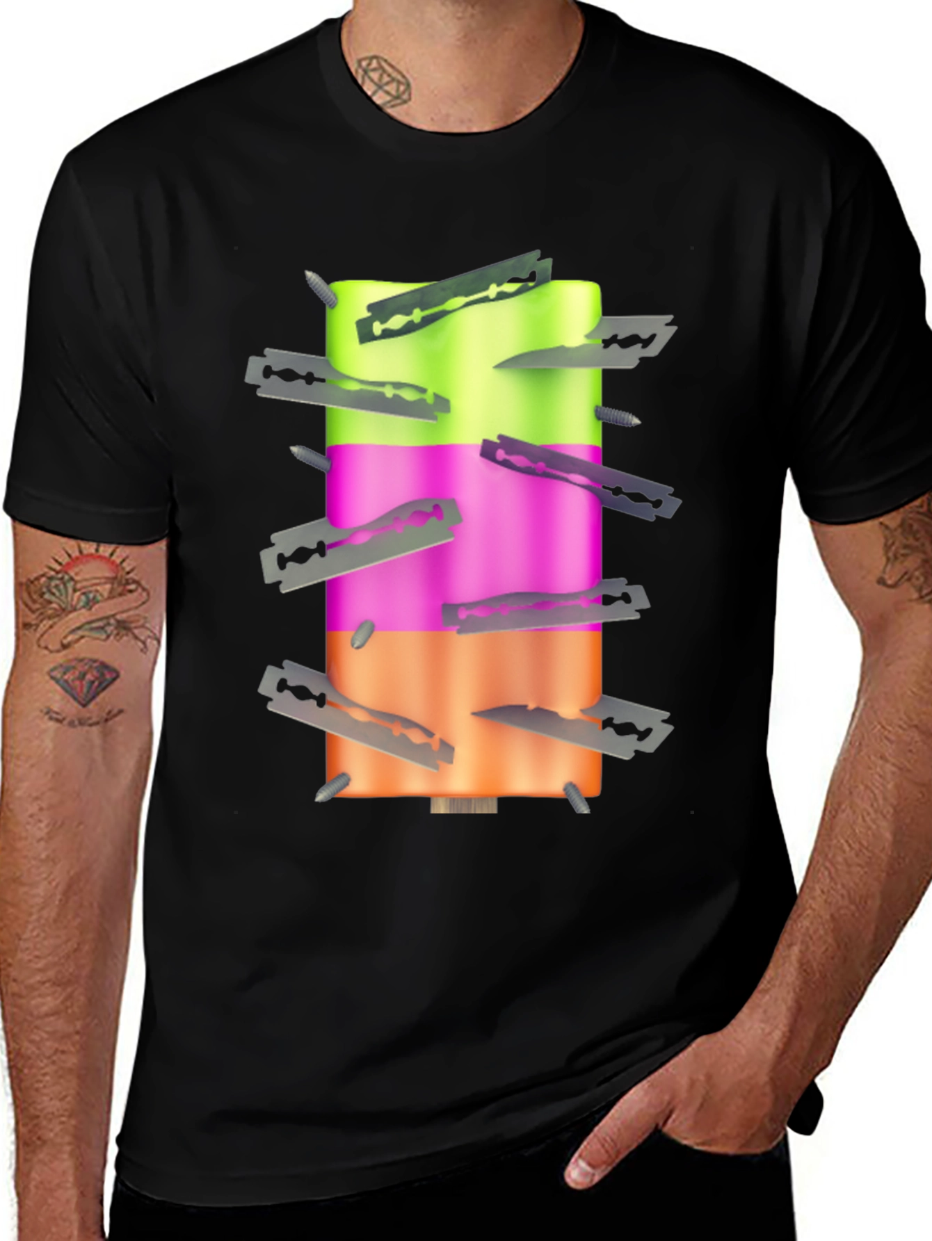Variant 11 of Razor Blade Popsicle Graphic Tee - Edgy Streetwear T-Shirt