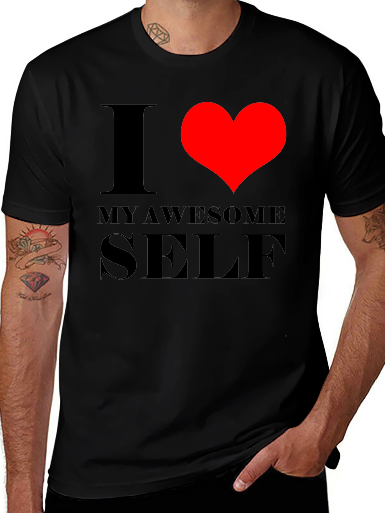 Variant 17 of I Heart My Awesome Self - Graphic Tee - Black