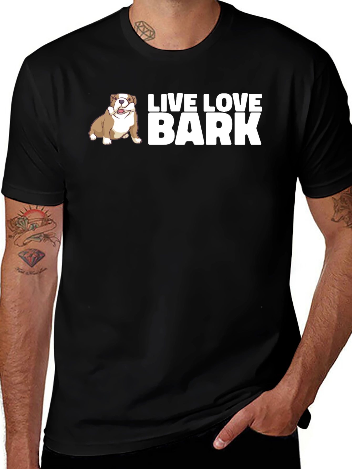 Variant 24 of Live Love Bark T-Shirt - Bulldog Graphic Tee