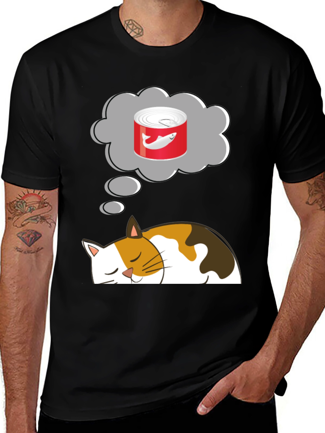 Variant 27 of Cat Dream of Tuna T-Shirt - Funny Graphic Tee