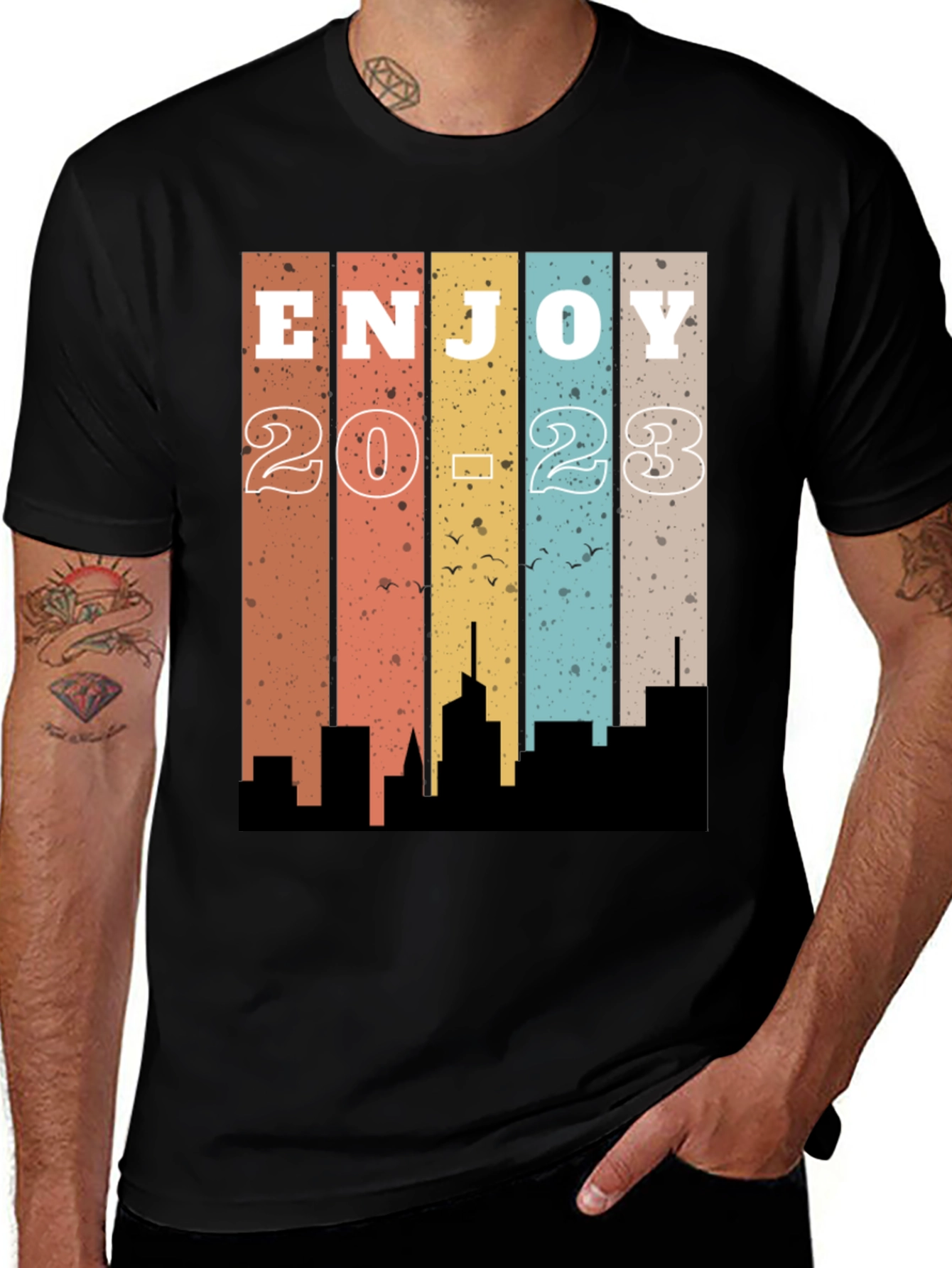 Variant 8 of Enjoy 2023 Retro Cityscape Graphic T-Shirt