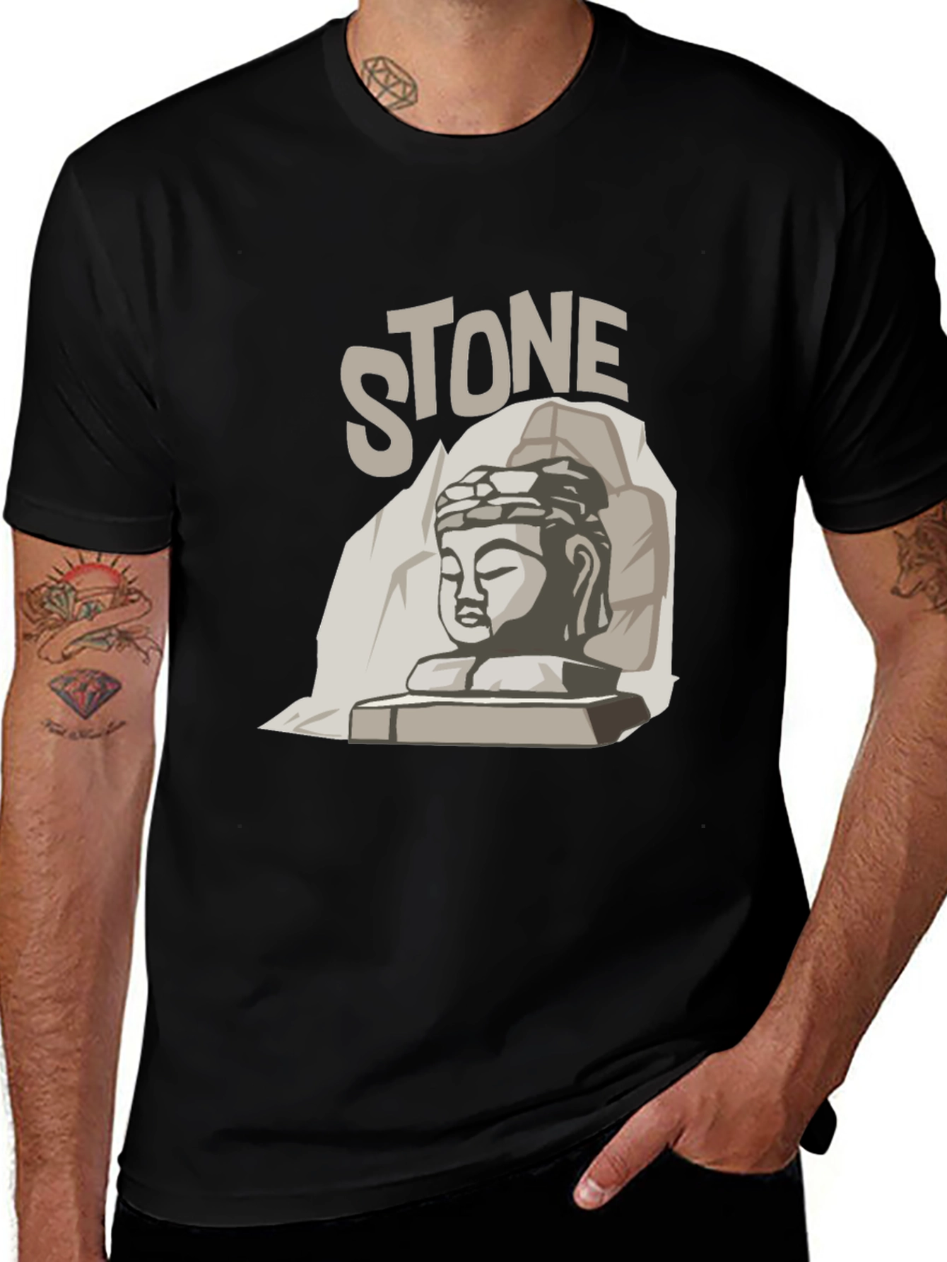 Variant 23 of Stone Buddha Graphic T-Shirt - Unisex Black Tee