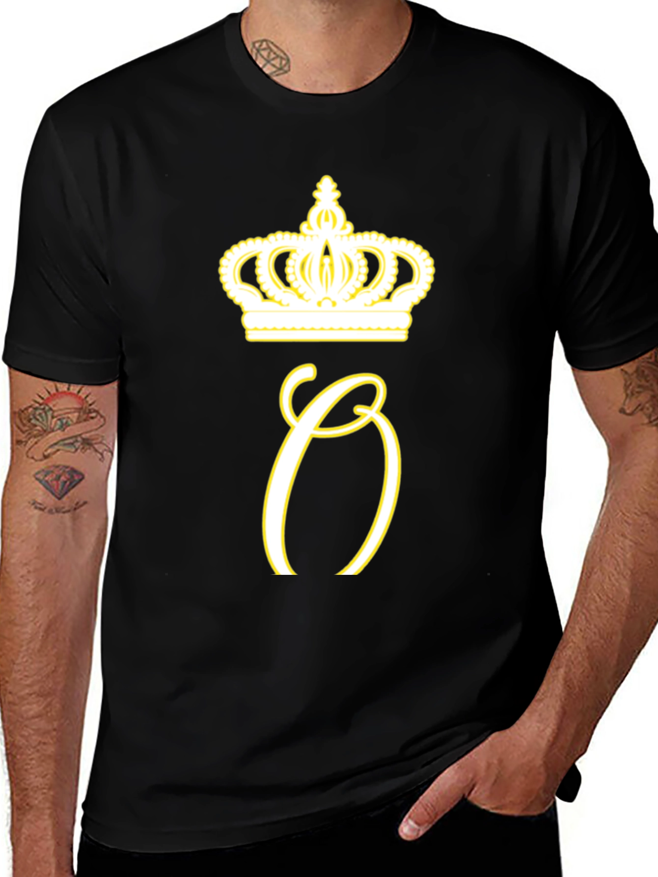 Variant 22 of Crown Initial Tee - Stylish Men's Black T-Shirt