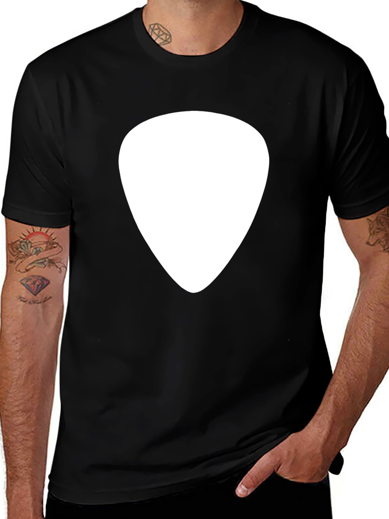 Variant 16 of Guitar Pick Graphic Tee - Black Cotton Casual Shirt