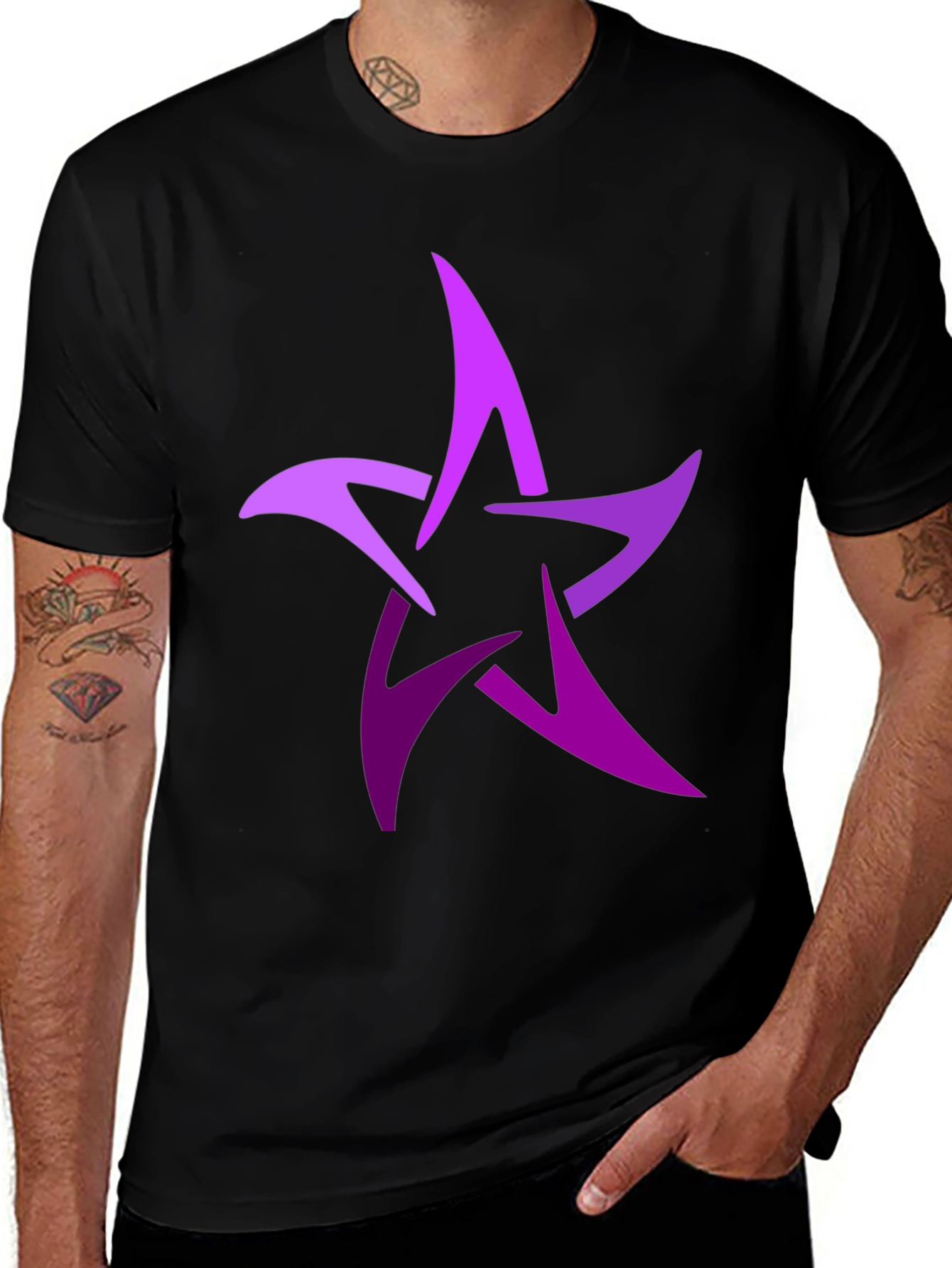 Variant 21 of Modern Star Graphic Black T-Shirt