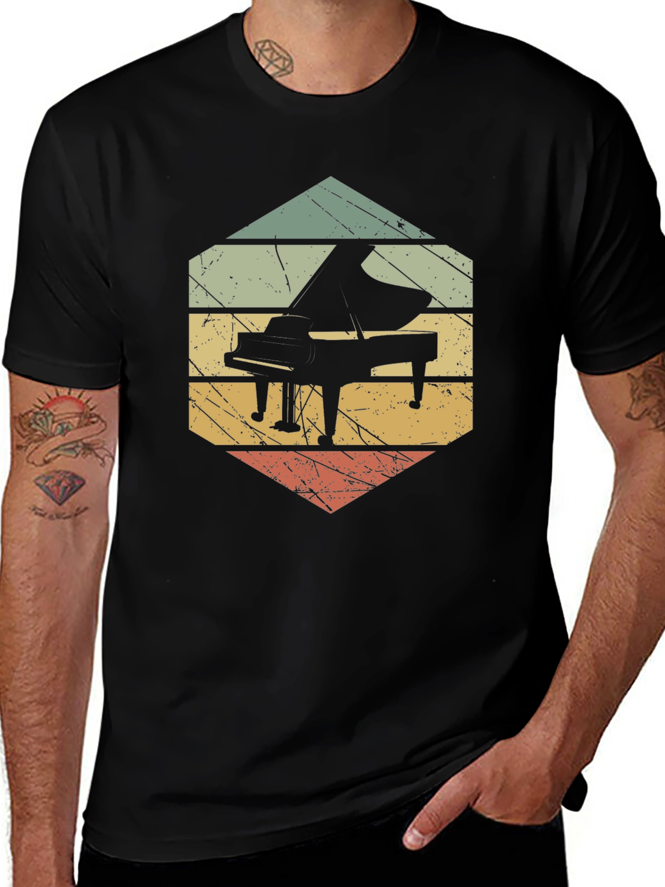 Variant 22 of Retro Piano Graphic T-Shirt