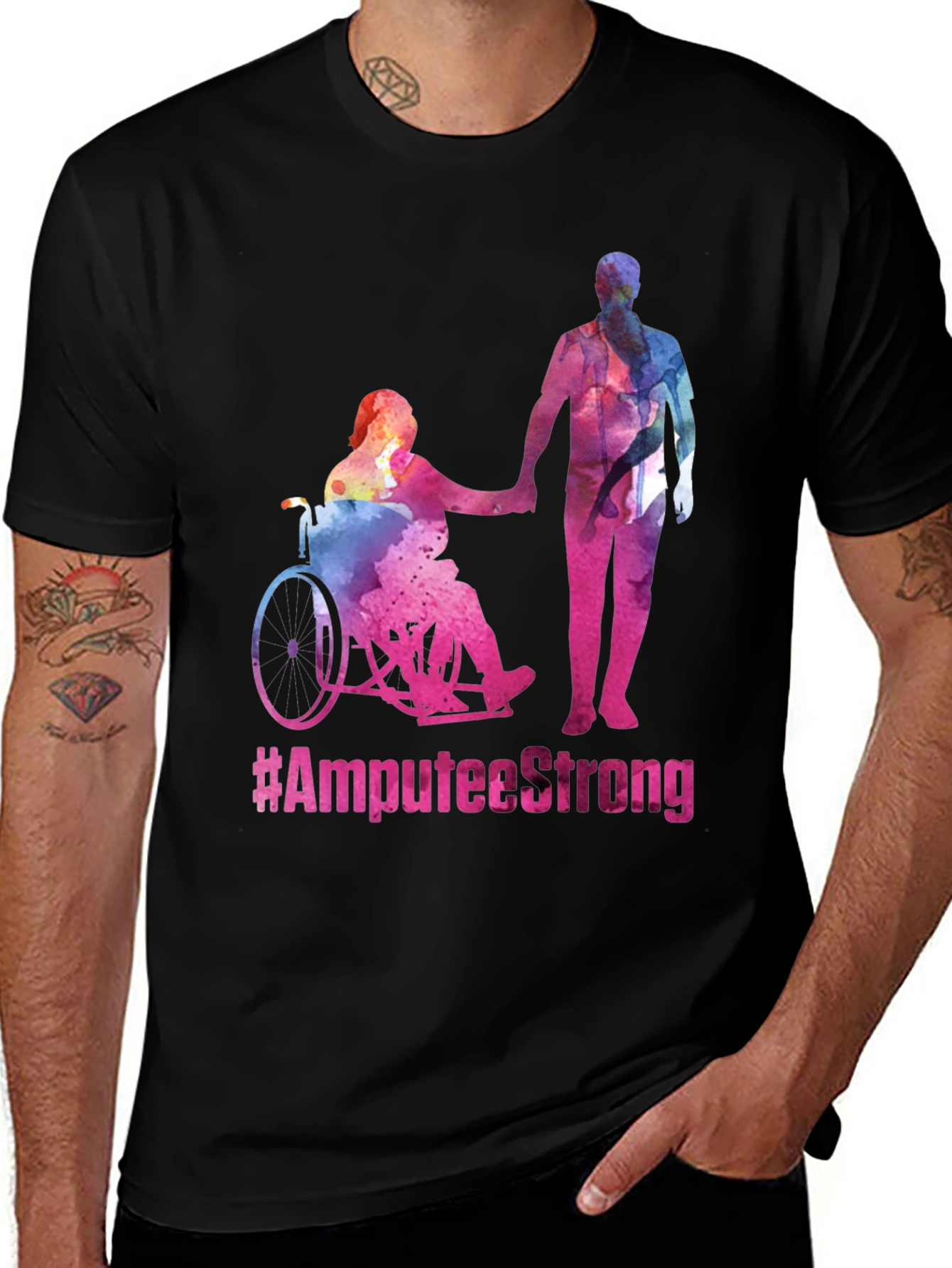 Amputee Strong T-Shirt - Watercolor Design