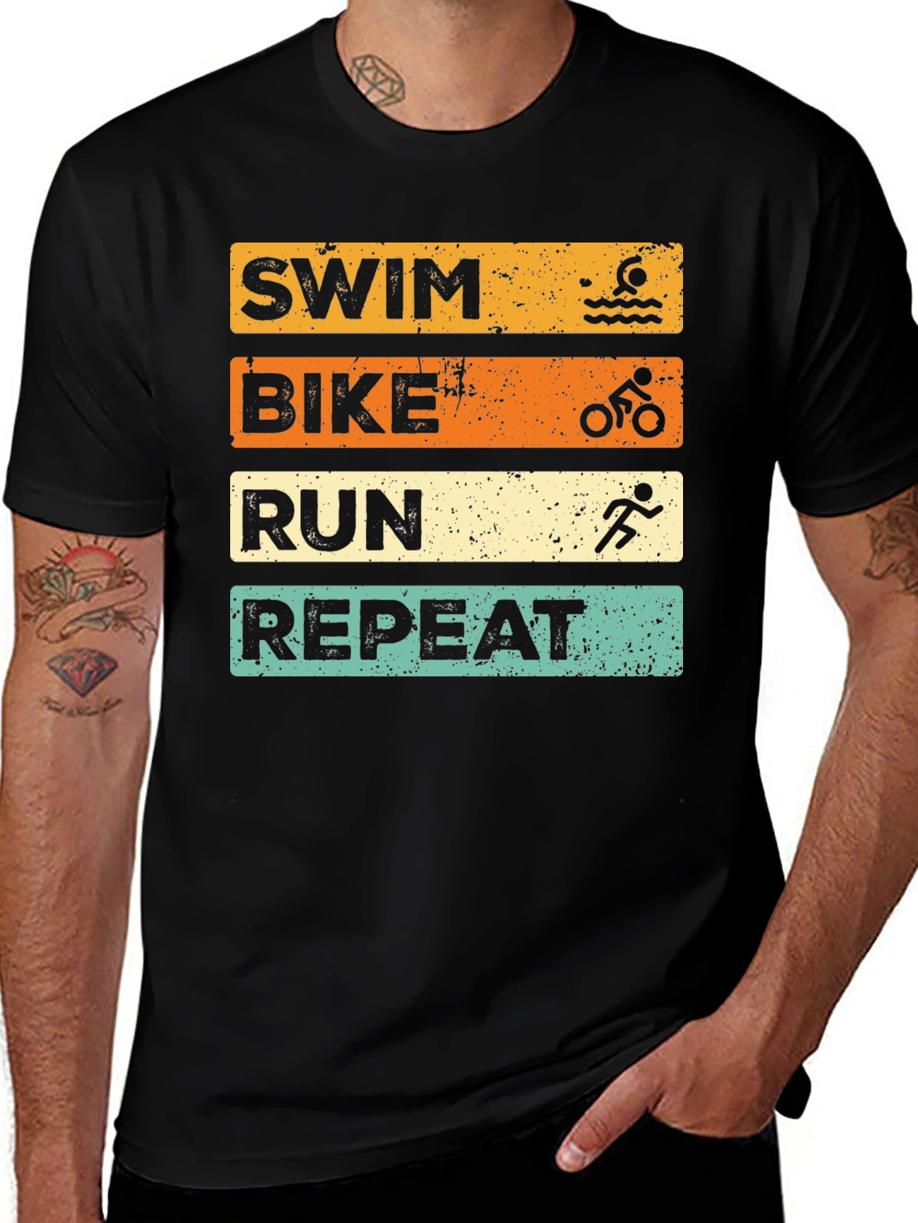 Variant 23 of Swim Bike Run Repeat Graphic T-Shirt