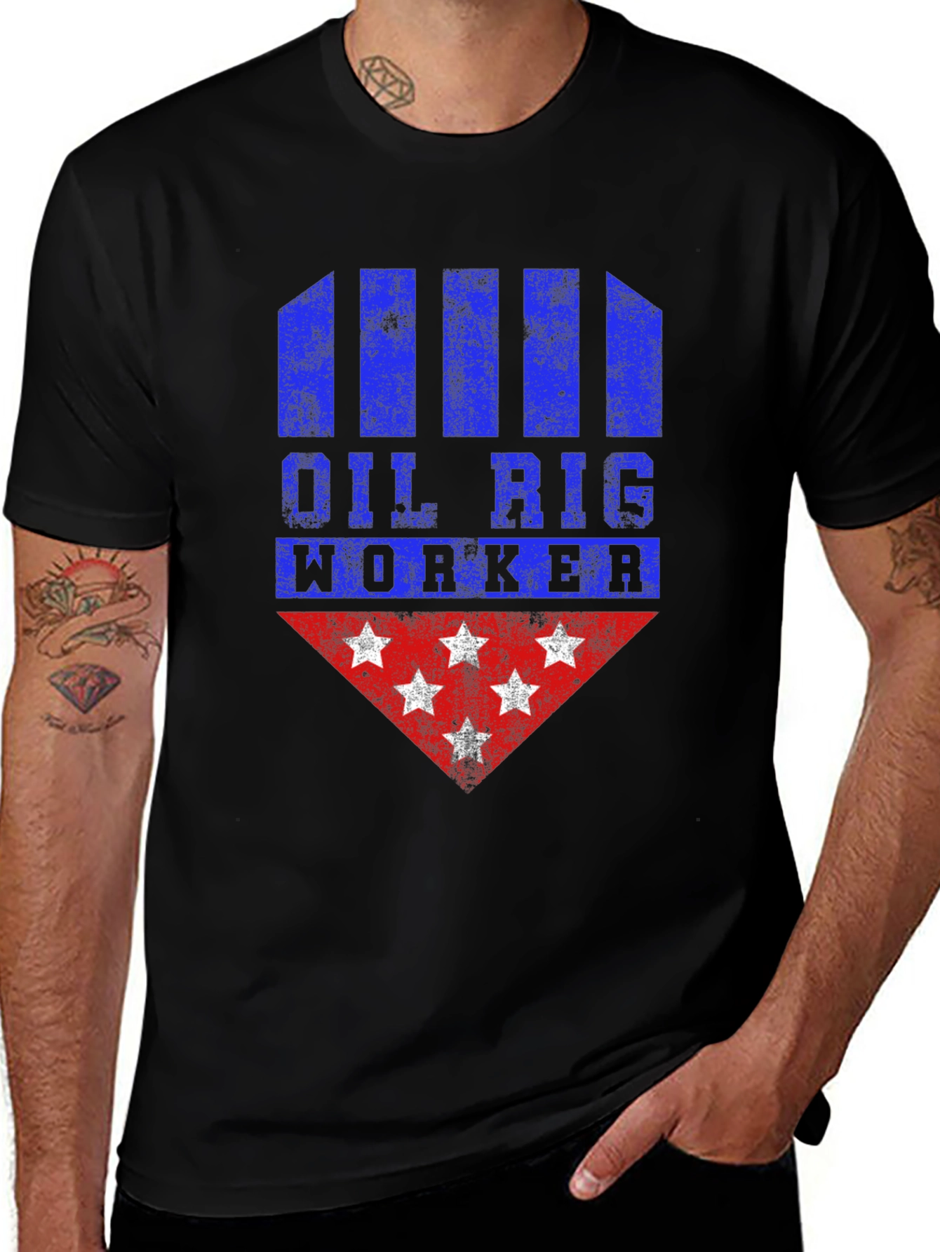 Variant 12 of Oil Rig Worker Graphic Tee - Distressed Design