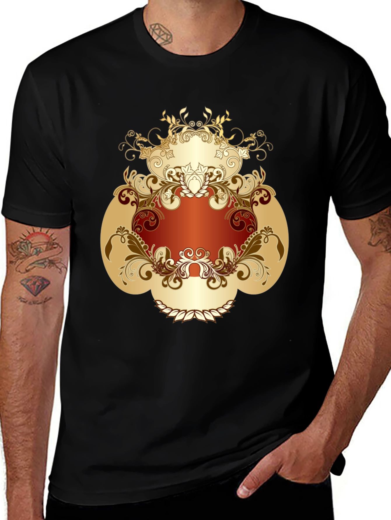 Variant 25 of Ornate Graphic Print Black T-Shirt