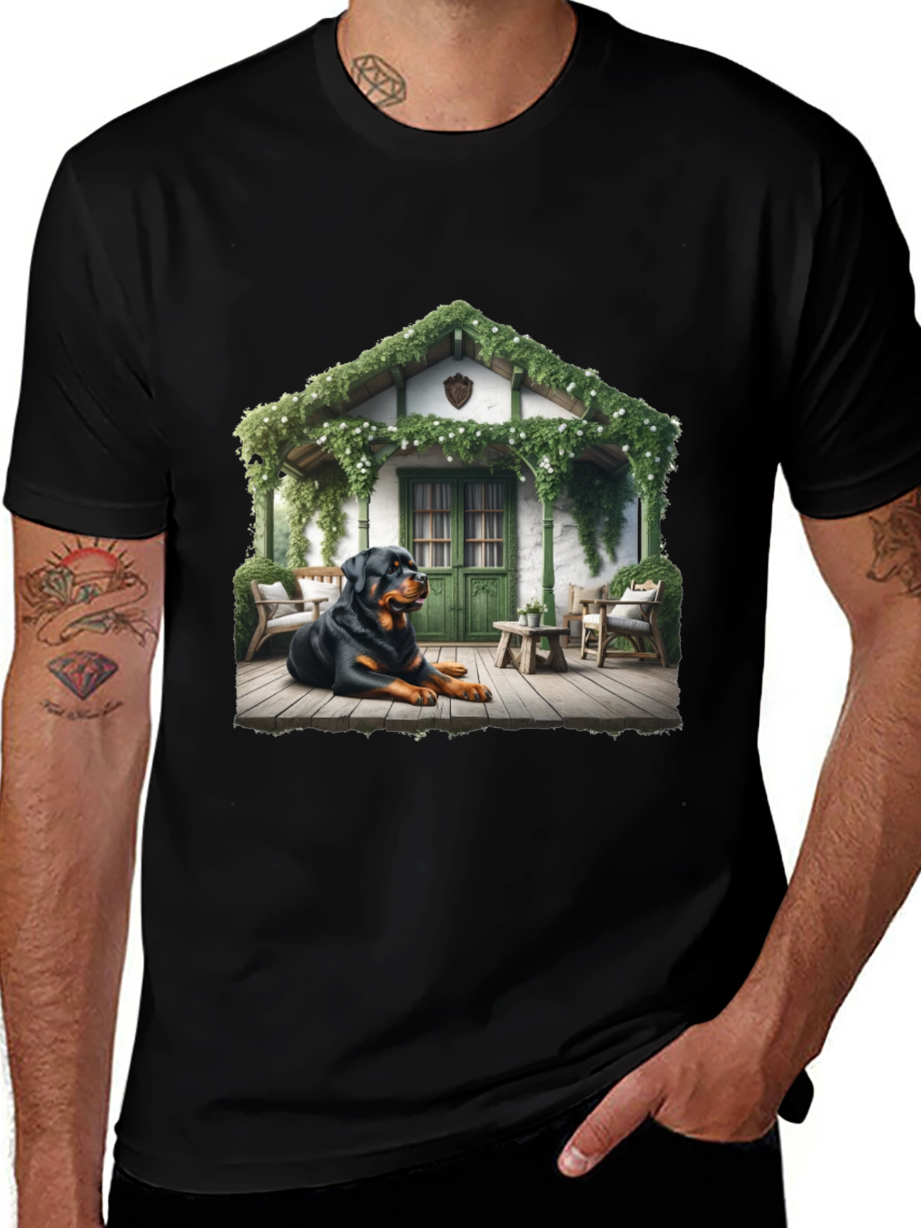 Variant 5 of Rottweiler Dog Cottage T-Shirt