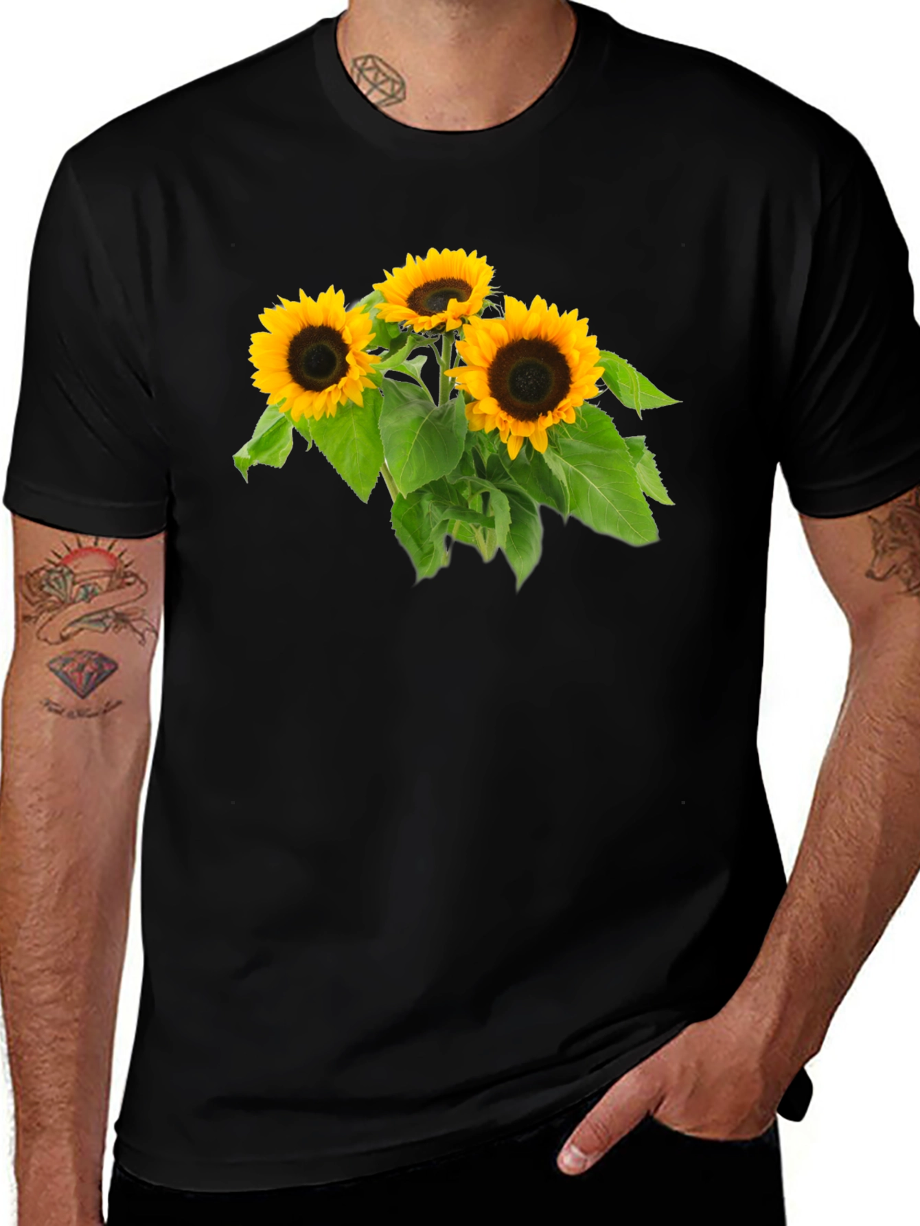 Variant 30 of Sunflower Print Black T-Shirt
