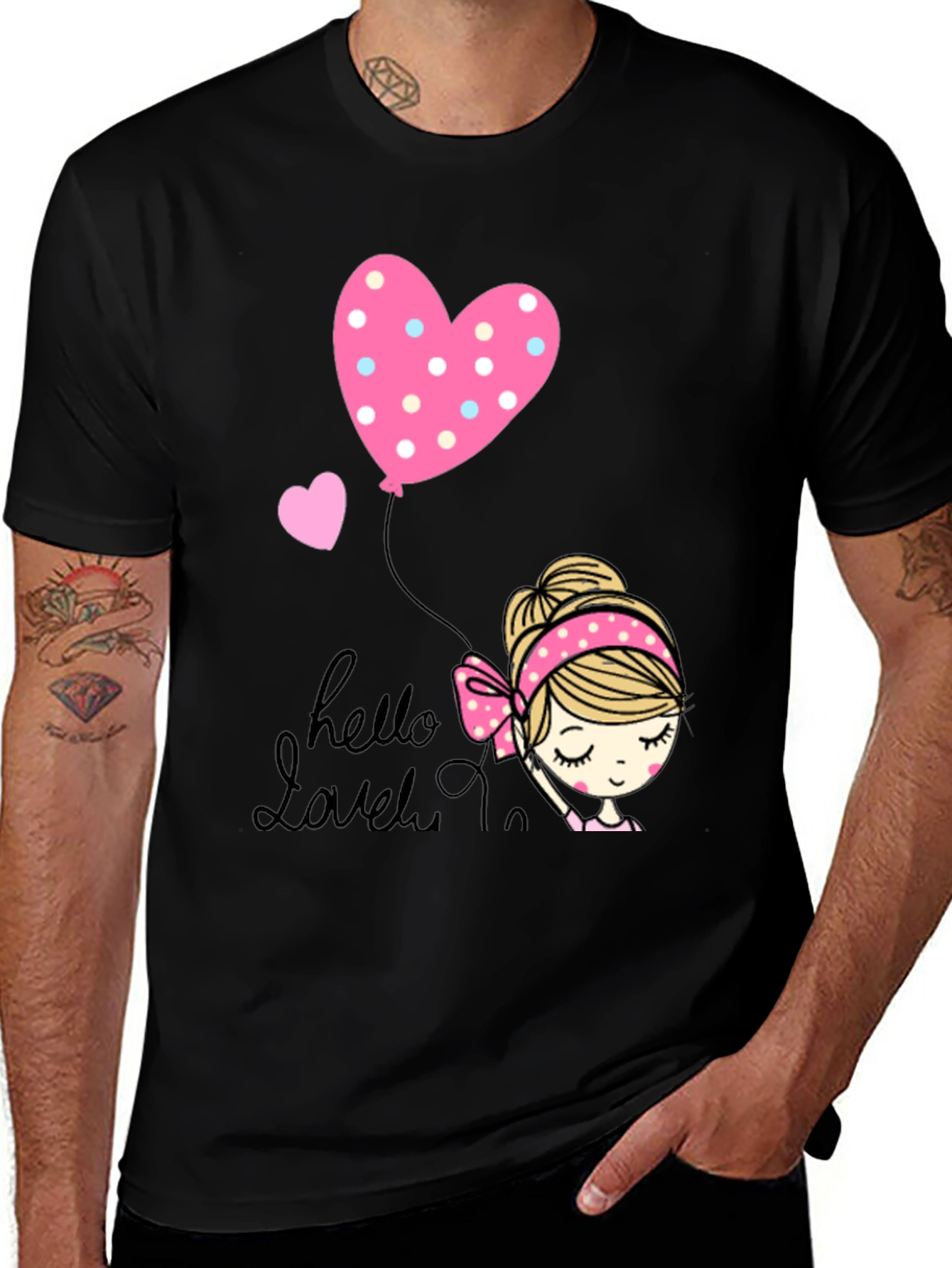 Variant 28 of Cute Girl Heart Balloon Graphic Tee
