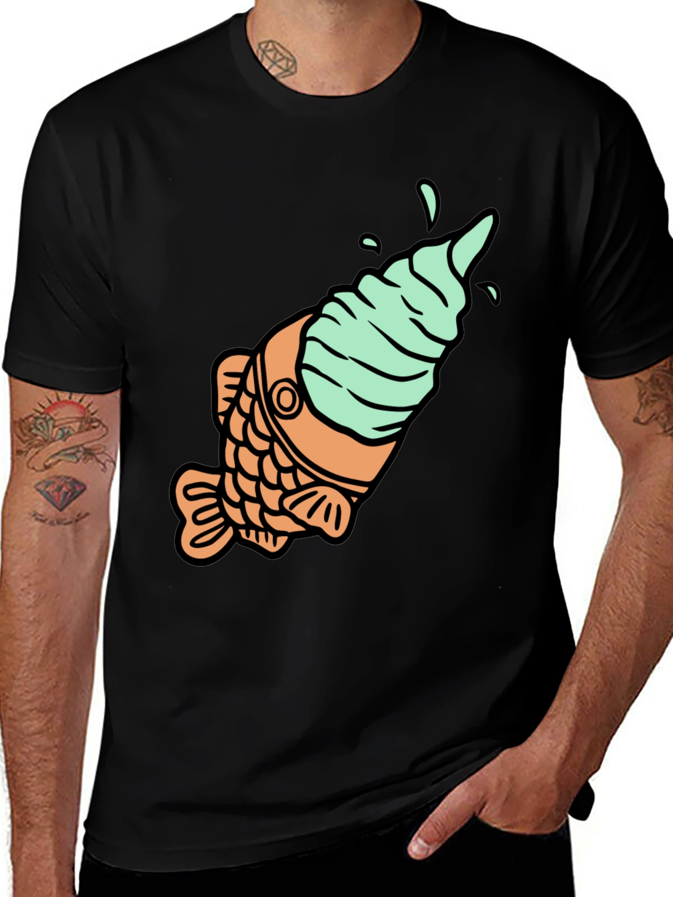 Taiyaki Ice Cream T-Shirt - Novelty Fish Cone Tee