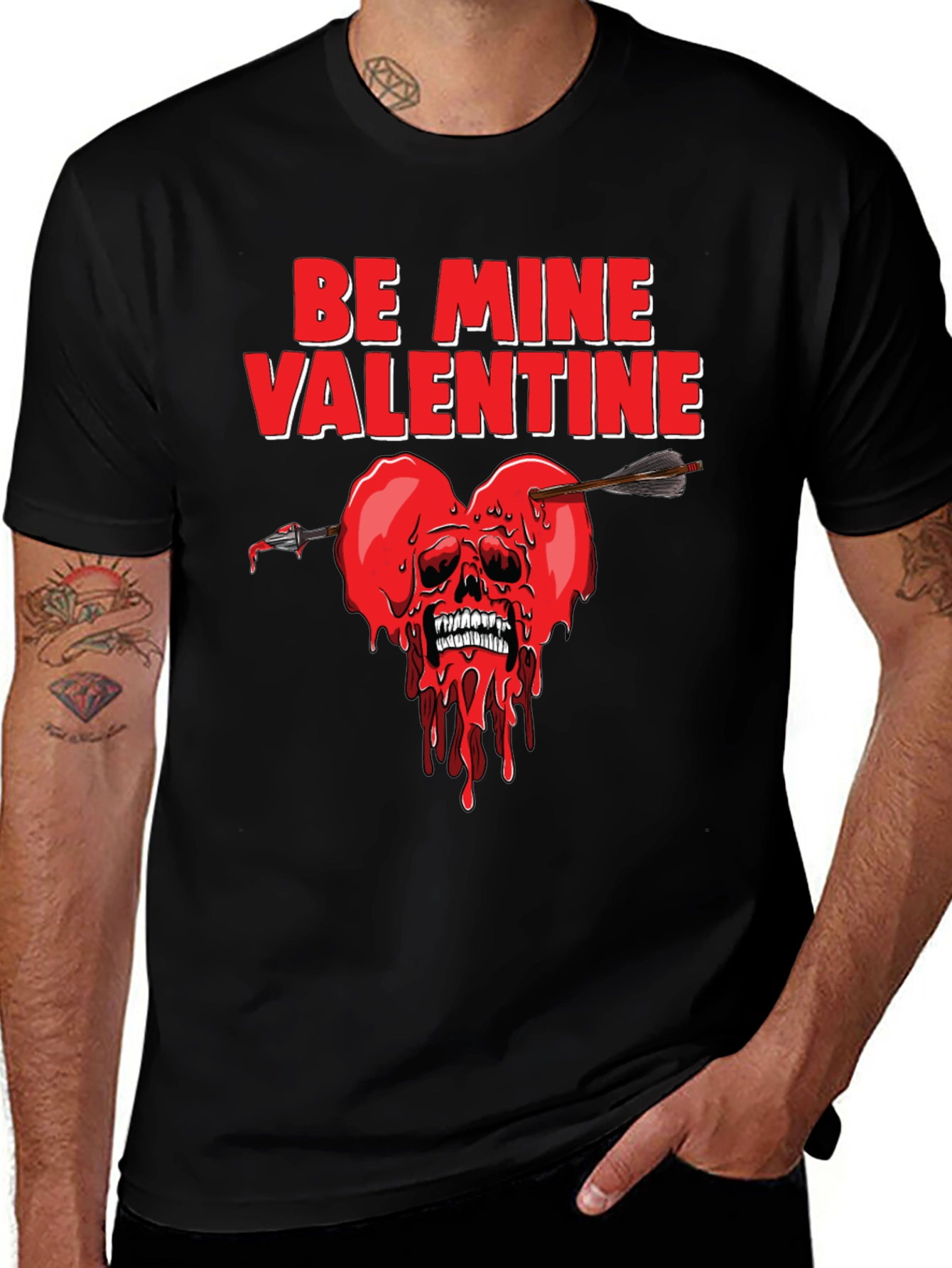 Variant 13 of Be Mine Valentine Skull Heart Arrow Tee