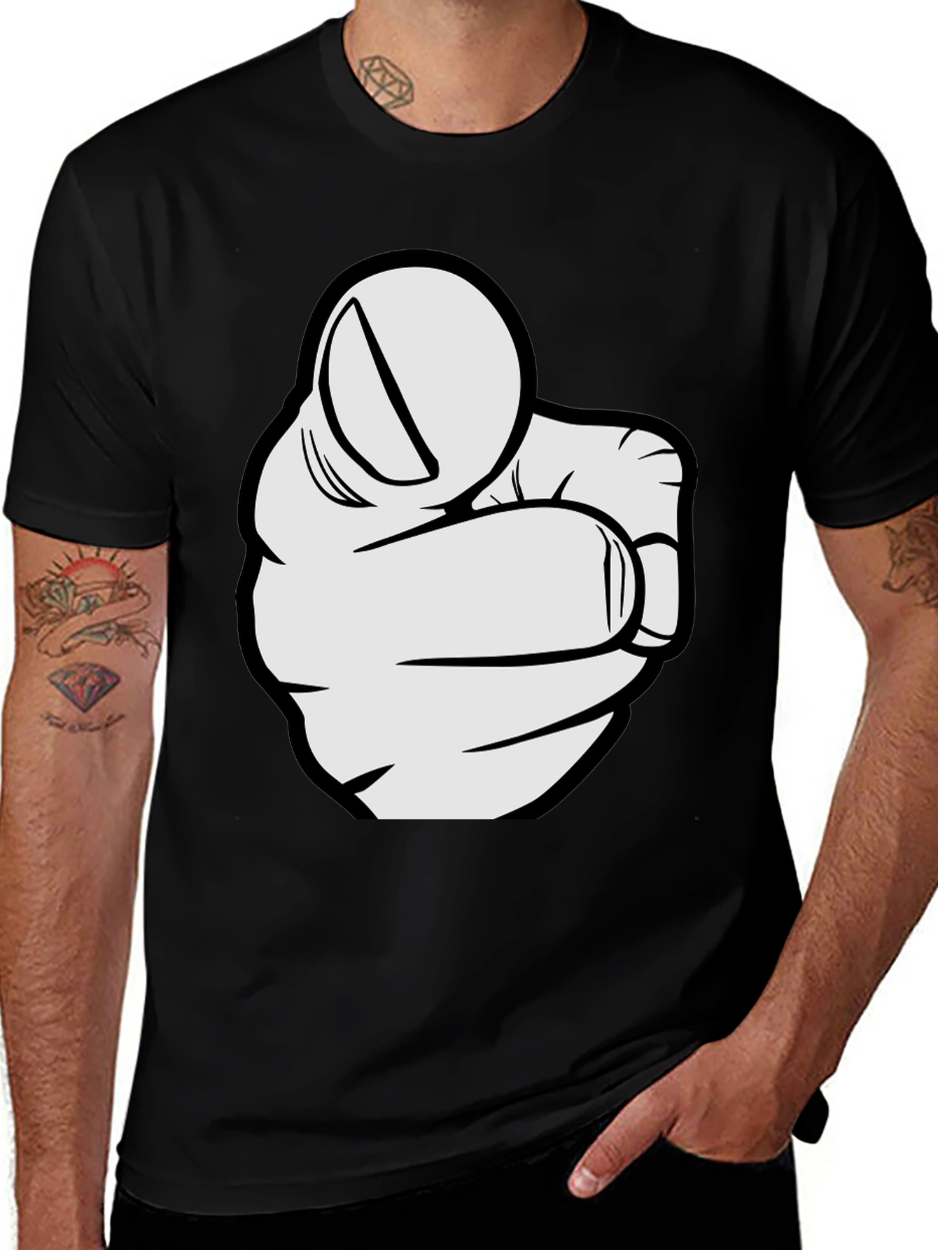 Variant 5 of Pointing Finger Graphic Tee - Black