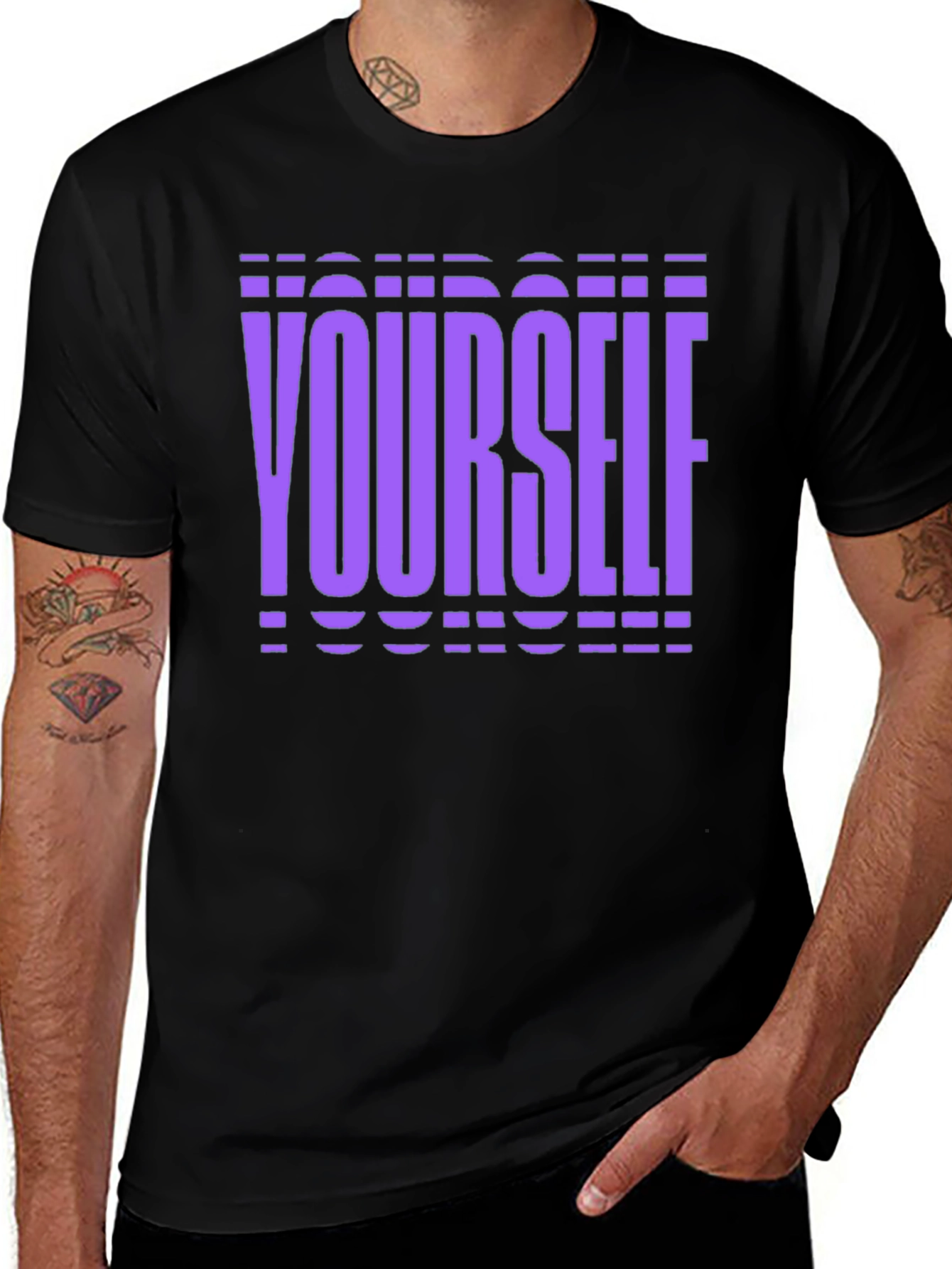 Variant 30 of Purple Yourself Graphic Black T-Shirt