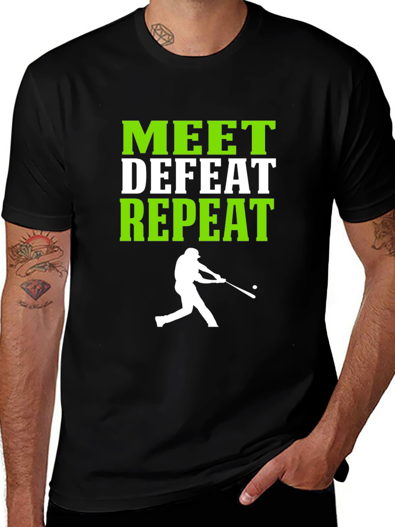 Variant 2 of Meet Defeat Repeat Baseball T-Shirt