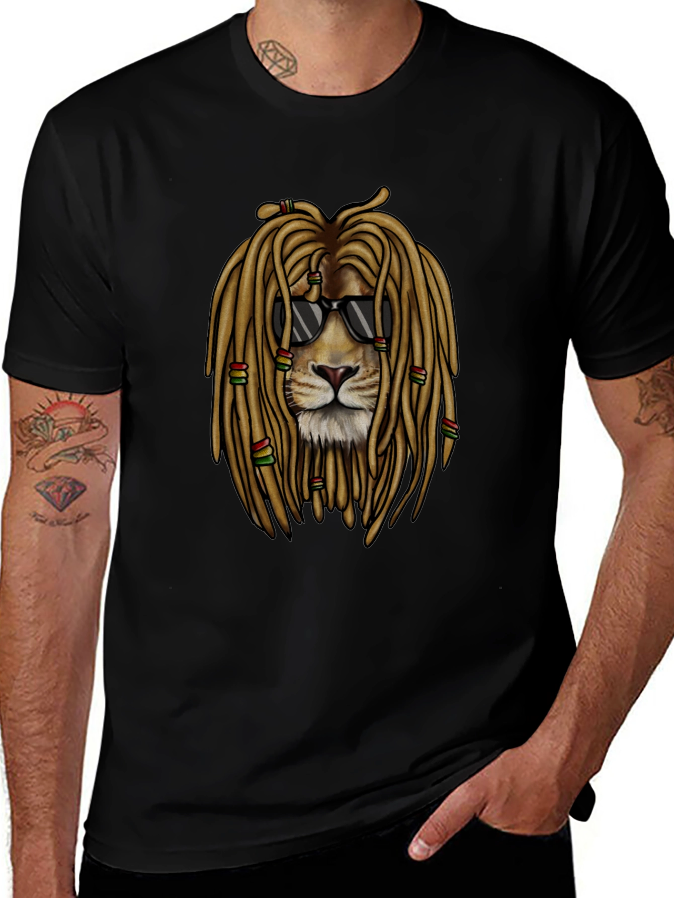 Variant 7 of Lion Dreadlocks Sunglasses Graphic T-Shirt