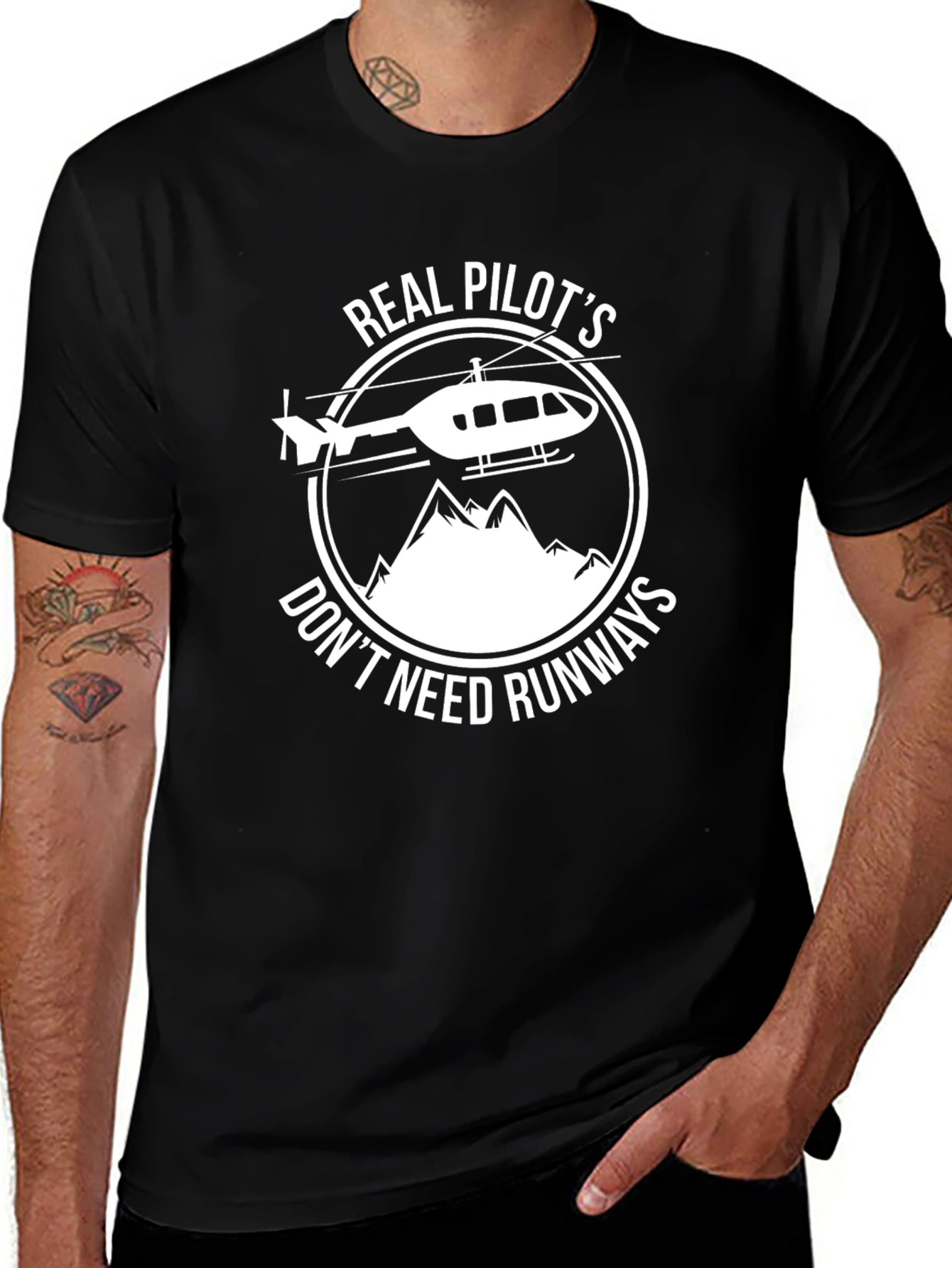 Real Pilot's Helicopter T-Shirt - Black