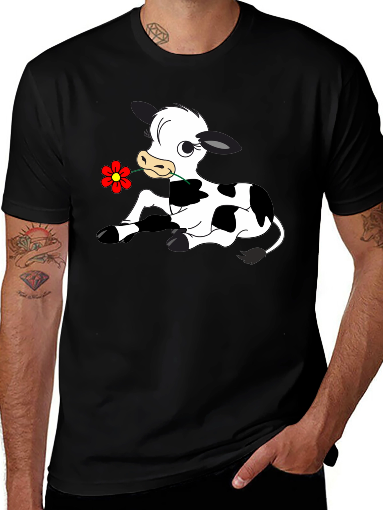 Variant 3 of Cow Flower Graphic Tee