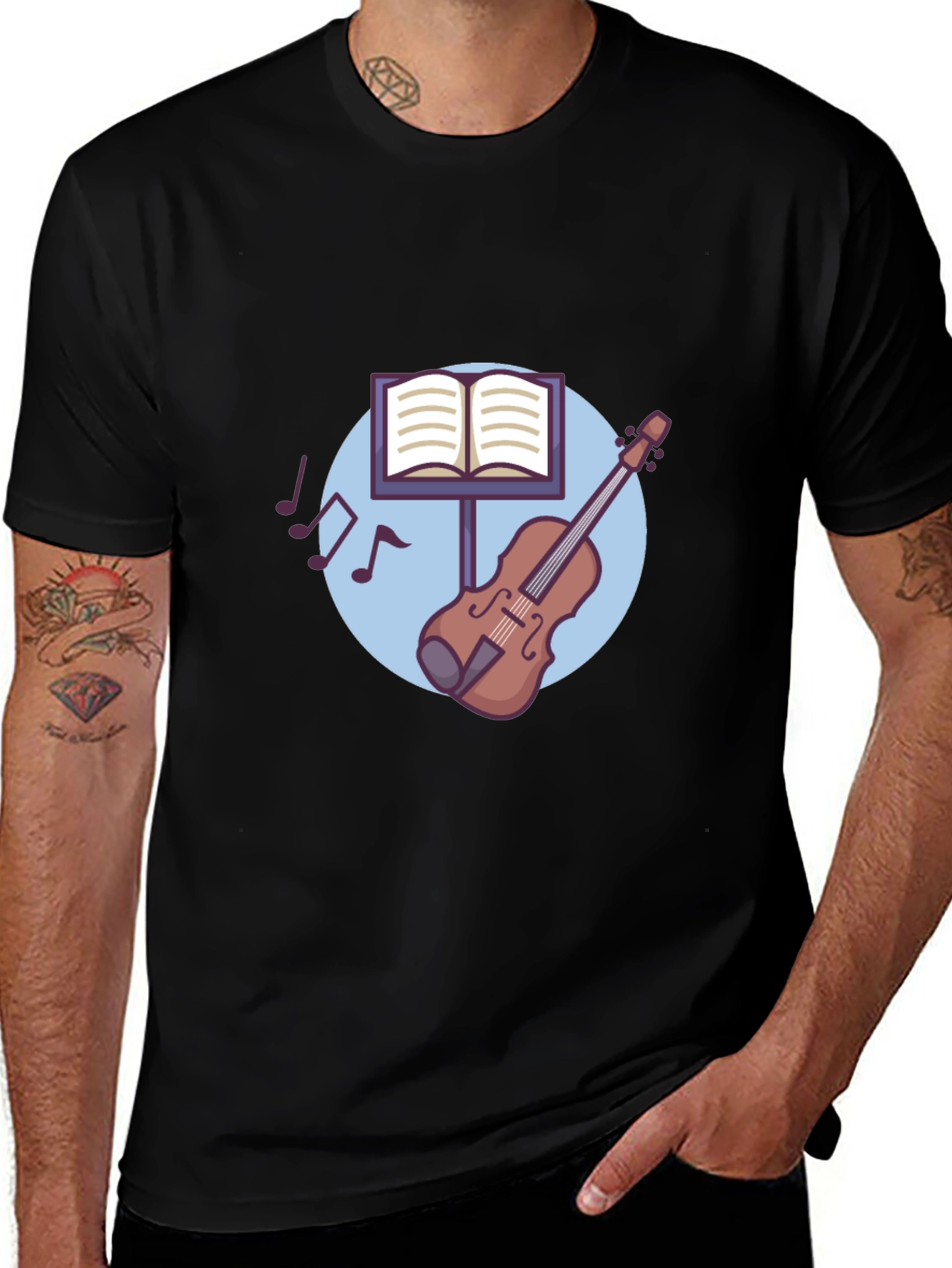 Variant 12 of Music Lover T-Shirt: Violin & Score Design