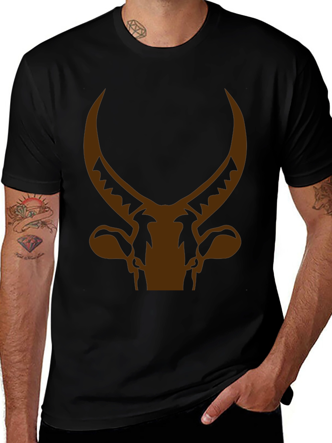 Variant 30 of Bull Horn Graphic Tee - Black