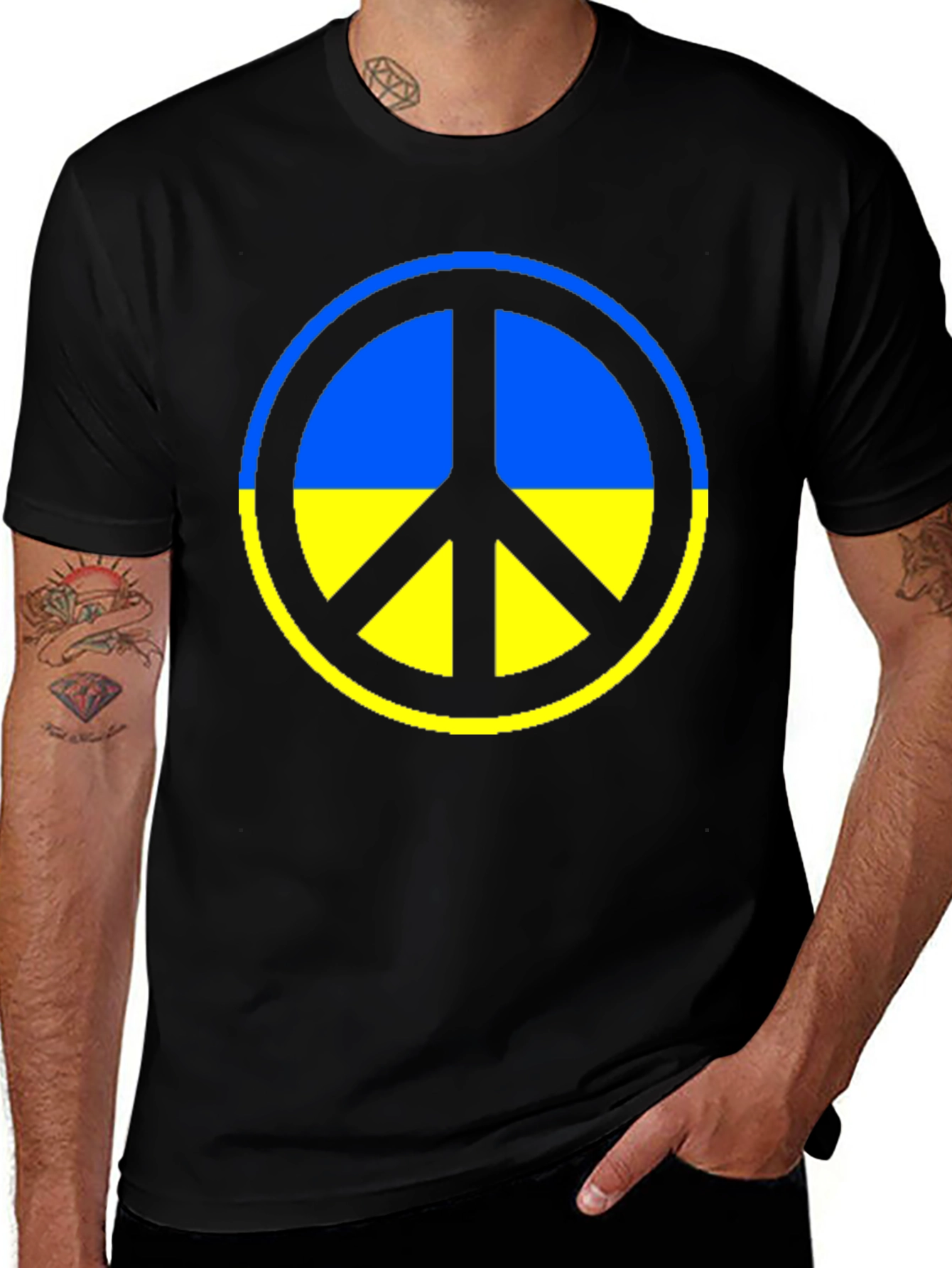 Ukraine Peace Symbol T-Shirt - Black