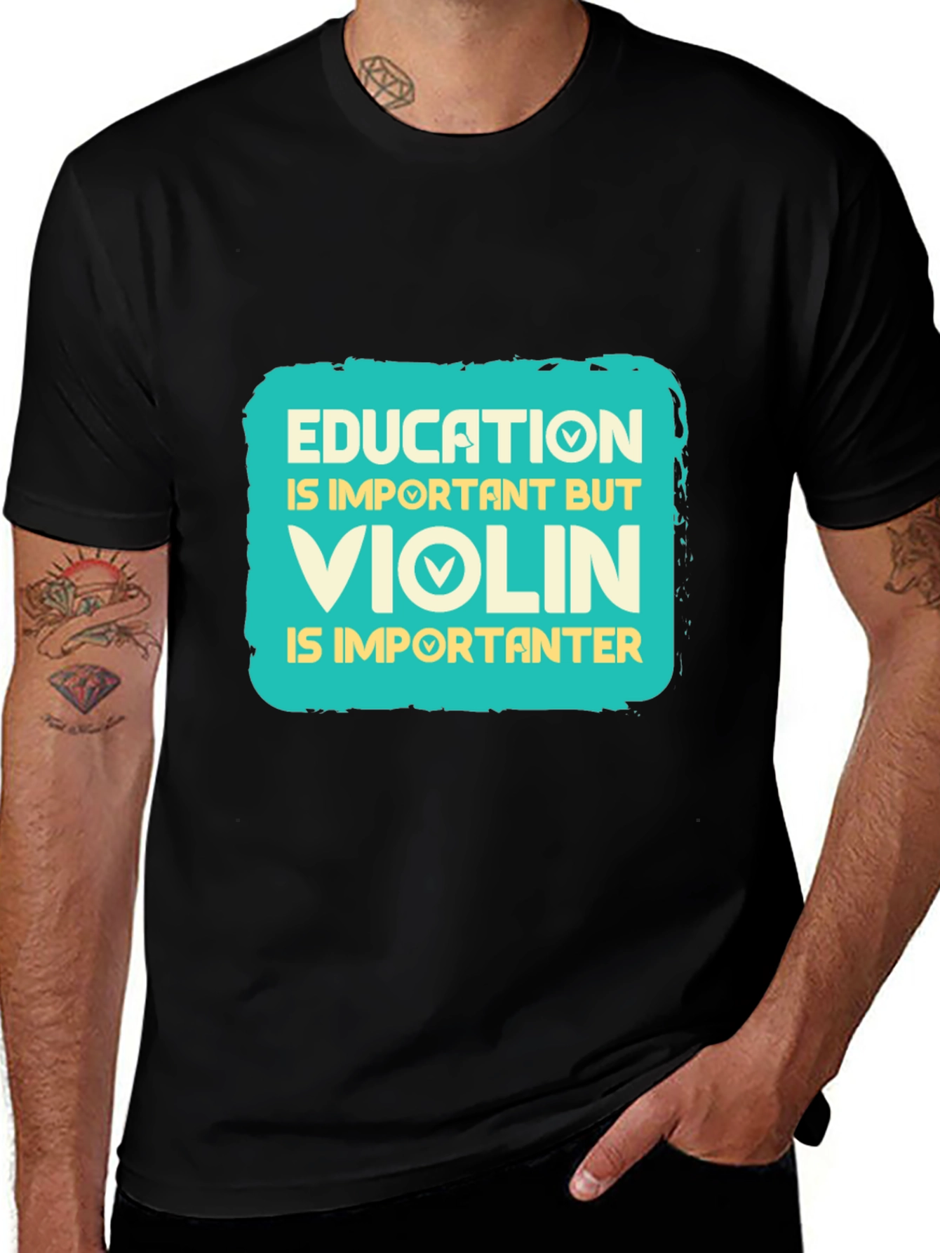 Variant 3 of Education vs Violin T-Shirt - Music Lover Tee