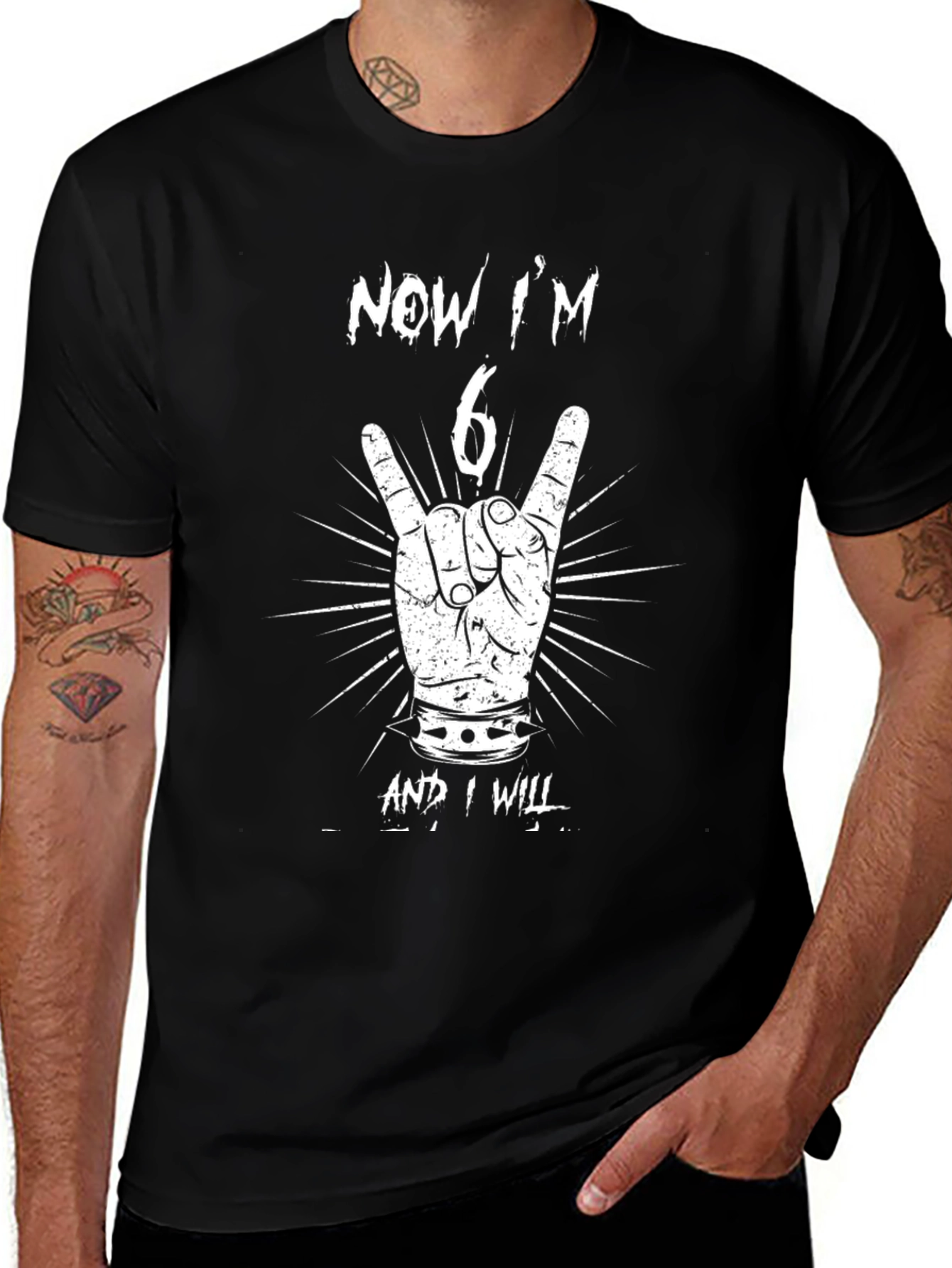Variant 26 of Now I'm 6 Birthday Rock Hand T-Shirt