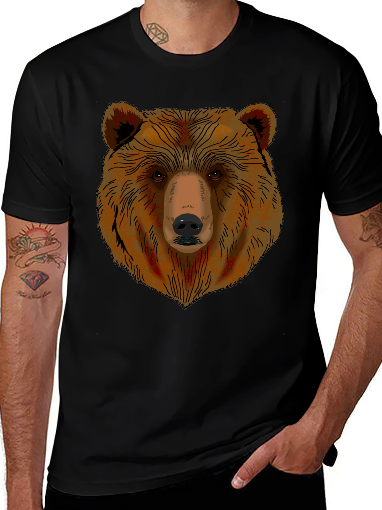 Variant 22 of Bear Graphic T-Shirt - Men's Black Tee