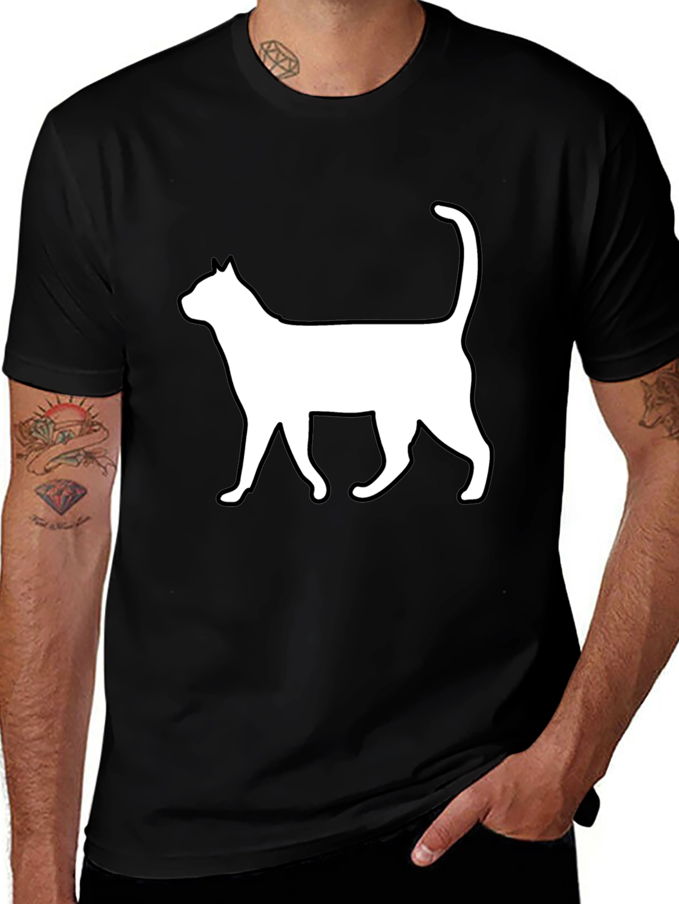 Variant 4 of Cool Cat Silhouette Black T-Shirt