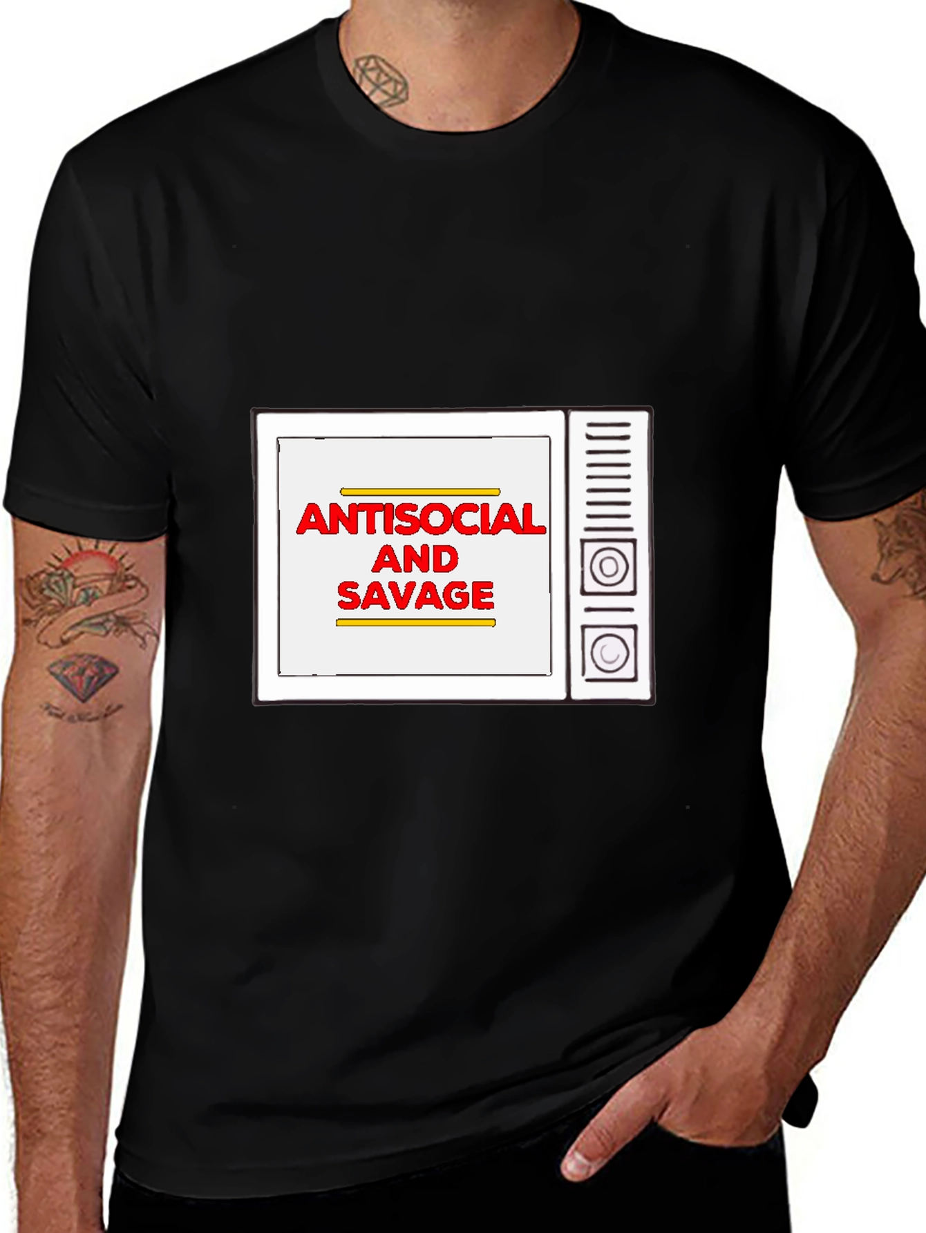Variant 26 of Antisocial and Savage Graphic Tee - Men's Black T-Shirt